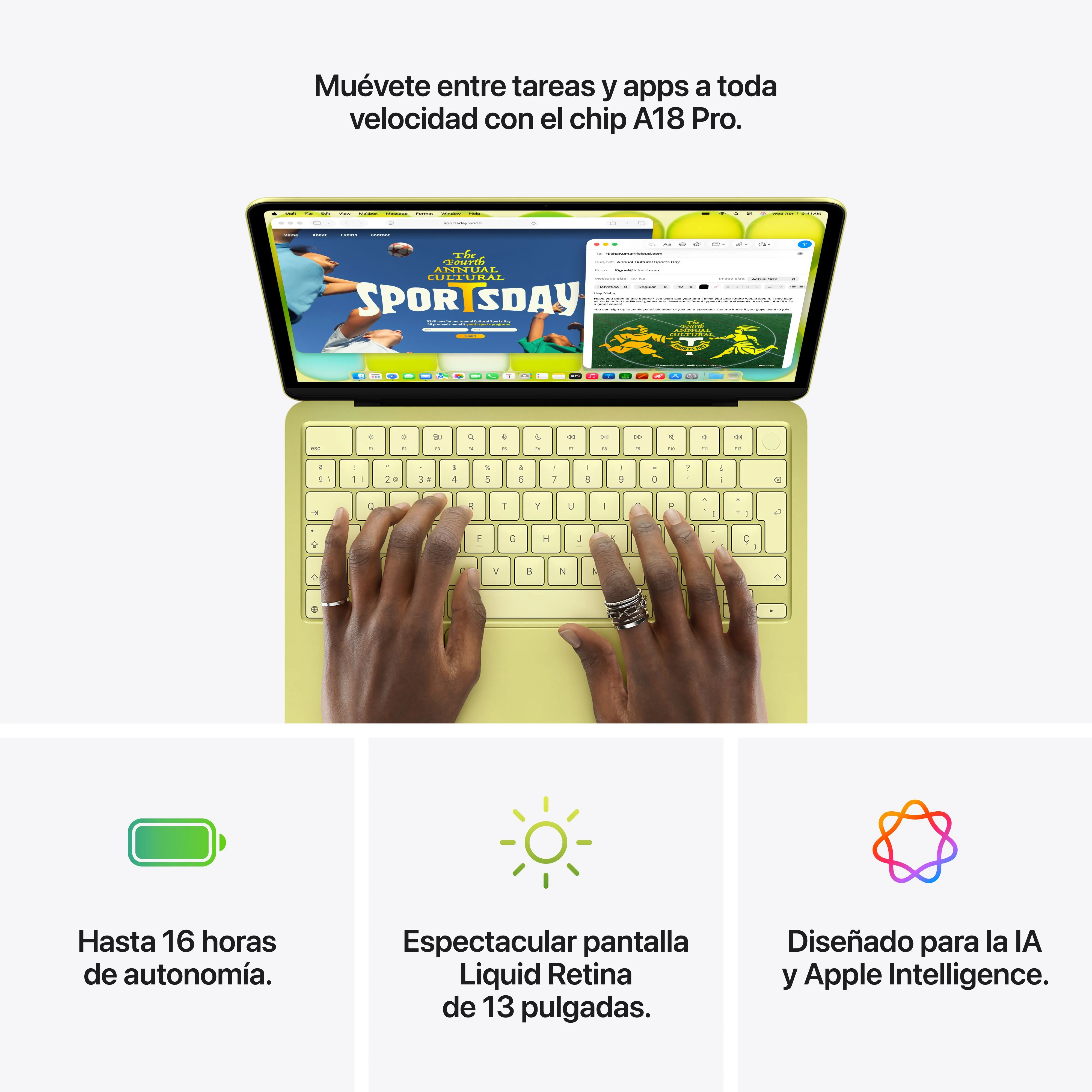 MacBook Neo de 13 pulgadas: Chip A18 Pro de Apple con CPU de 6 nĂșcleos y GPU de 5 nĂșcleos, Teclado Magic Keyboard con Touch ID, 512 GB SSD - Ăndigo - Image 9