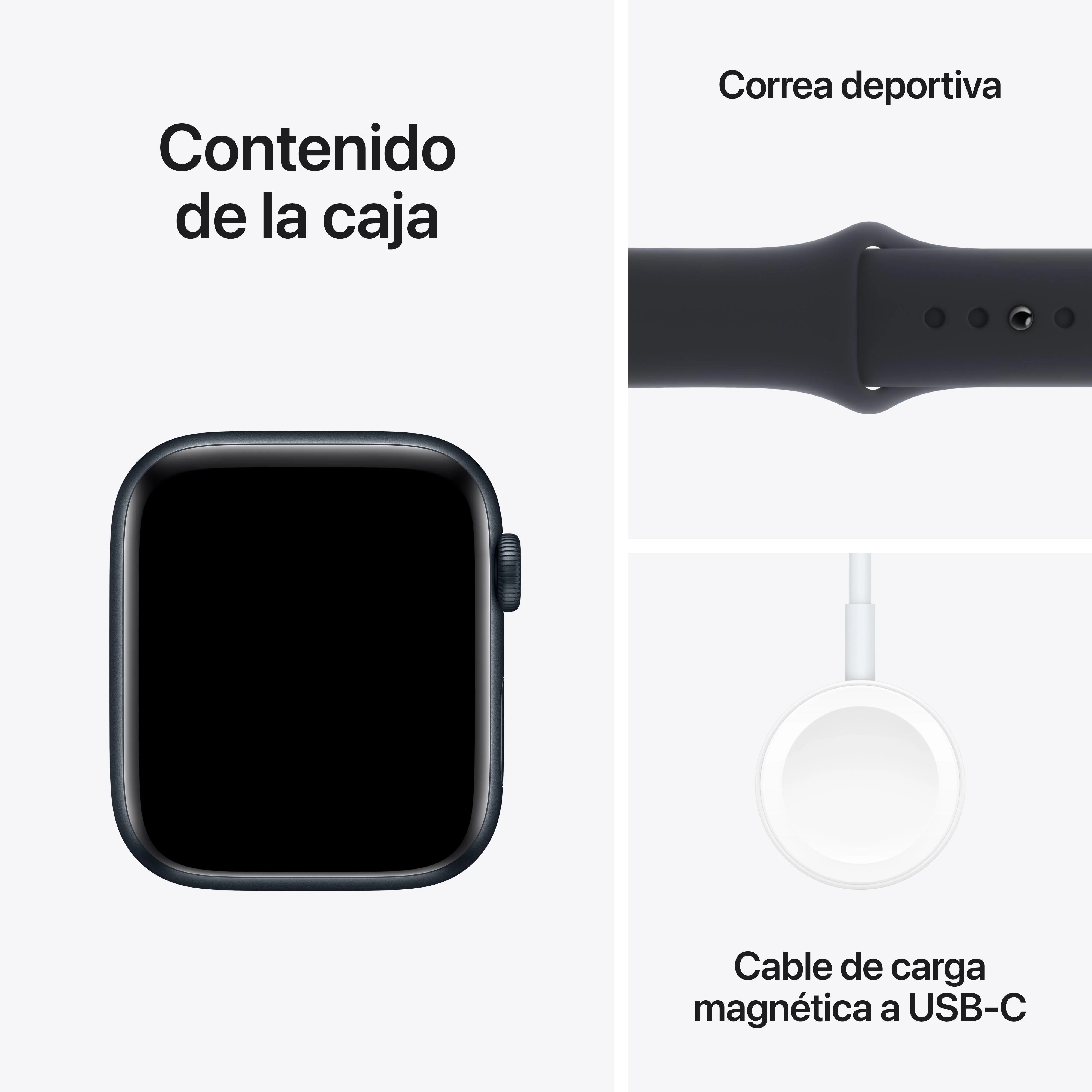 Apple Watch SE (GPS) - Caja de aluminio en color medianoche de 44 mm - Correa deportiva color medianoche - Talla M/L - Image 8
