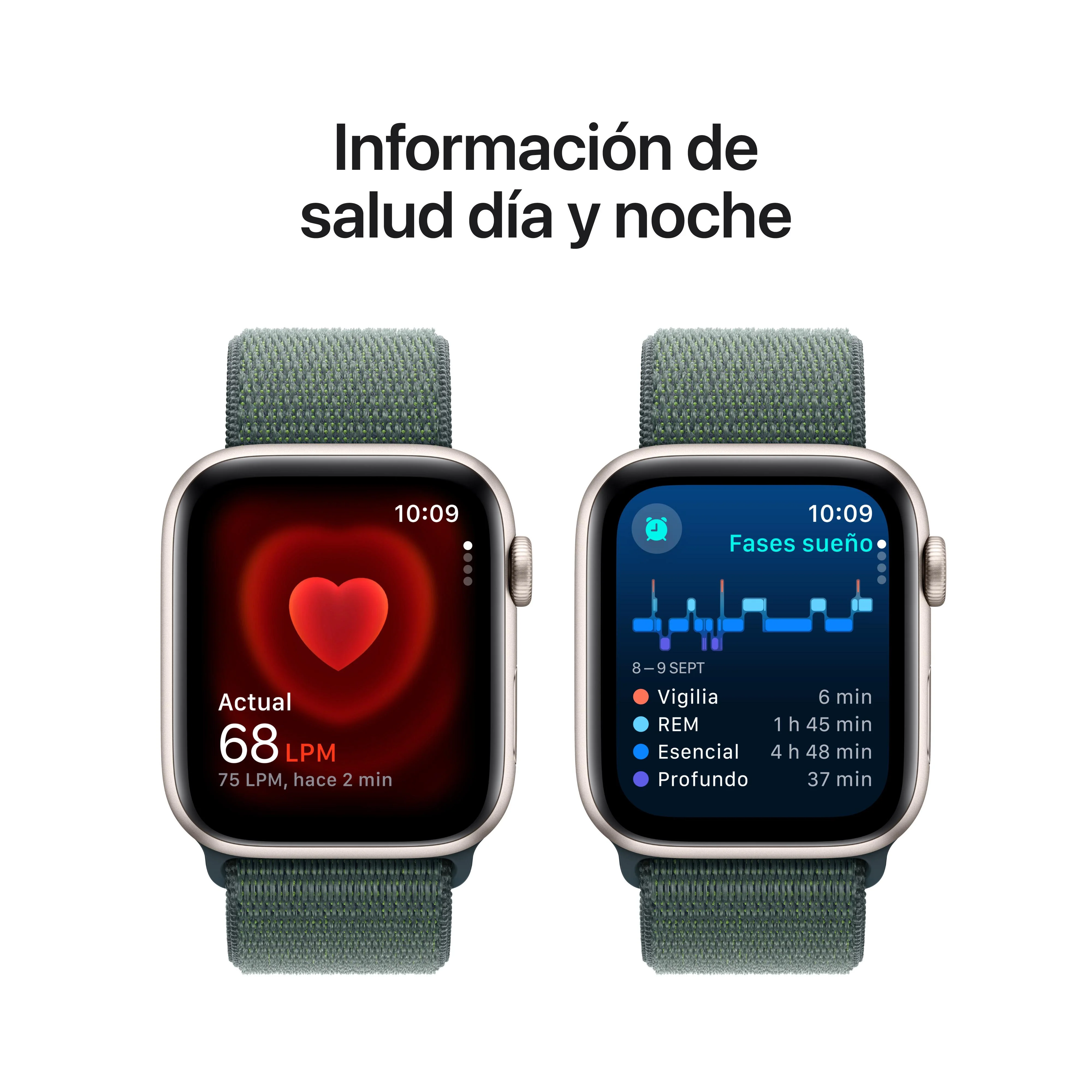 Apple Watch SE (GPS + Cellular) - Caja de aluminio en blanco estrella de 44 mm - Correa Loop deportiva verde lago - Image 4