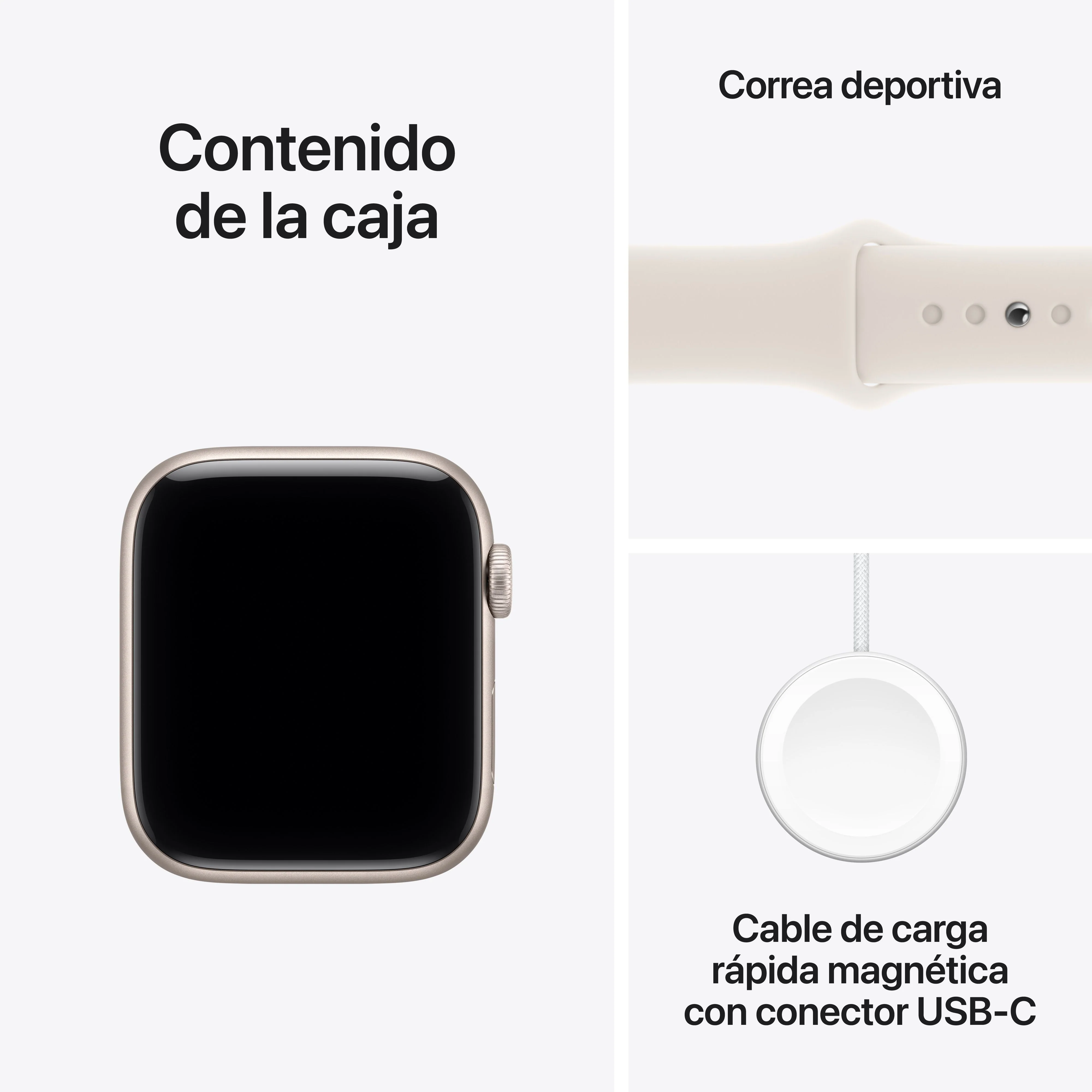 Apple Watch SE 3 (GPS + Cellular) - Caja de aluminio en blanco estrella de 44 mm - Correa deportiva blanco estrella - Talla M/L - Image 8