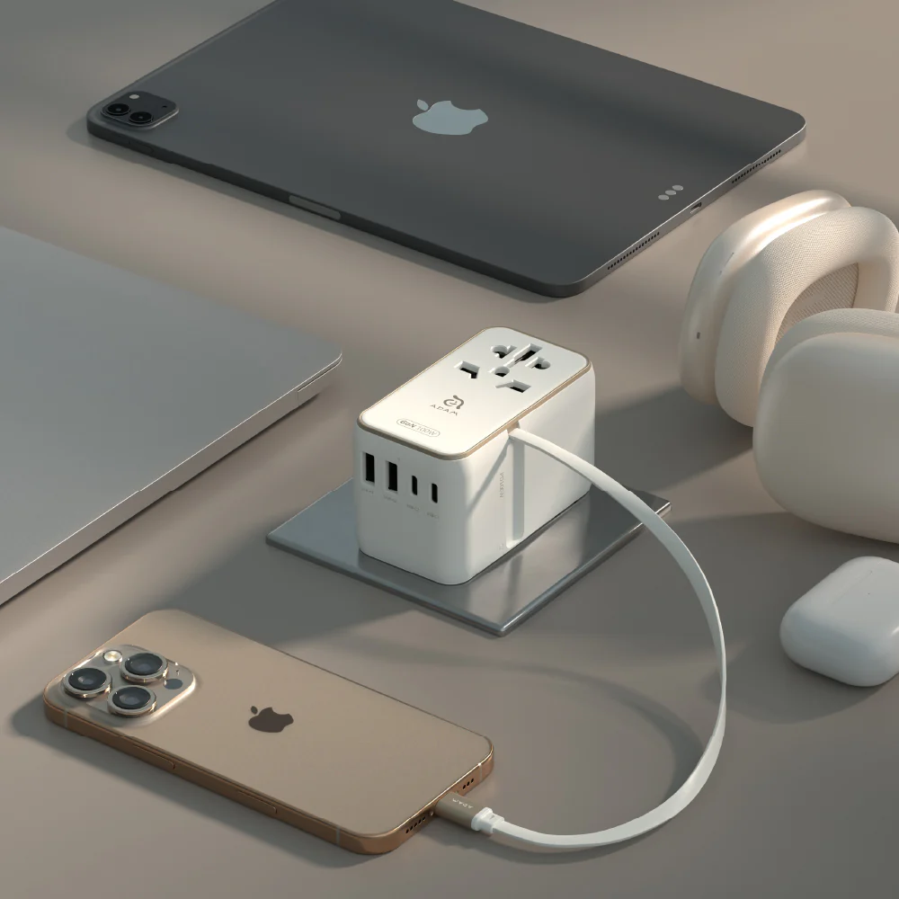 Adaptador de viaje universal T100L 100W USB-C negro | Adam Elements - Image 7