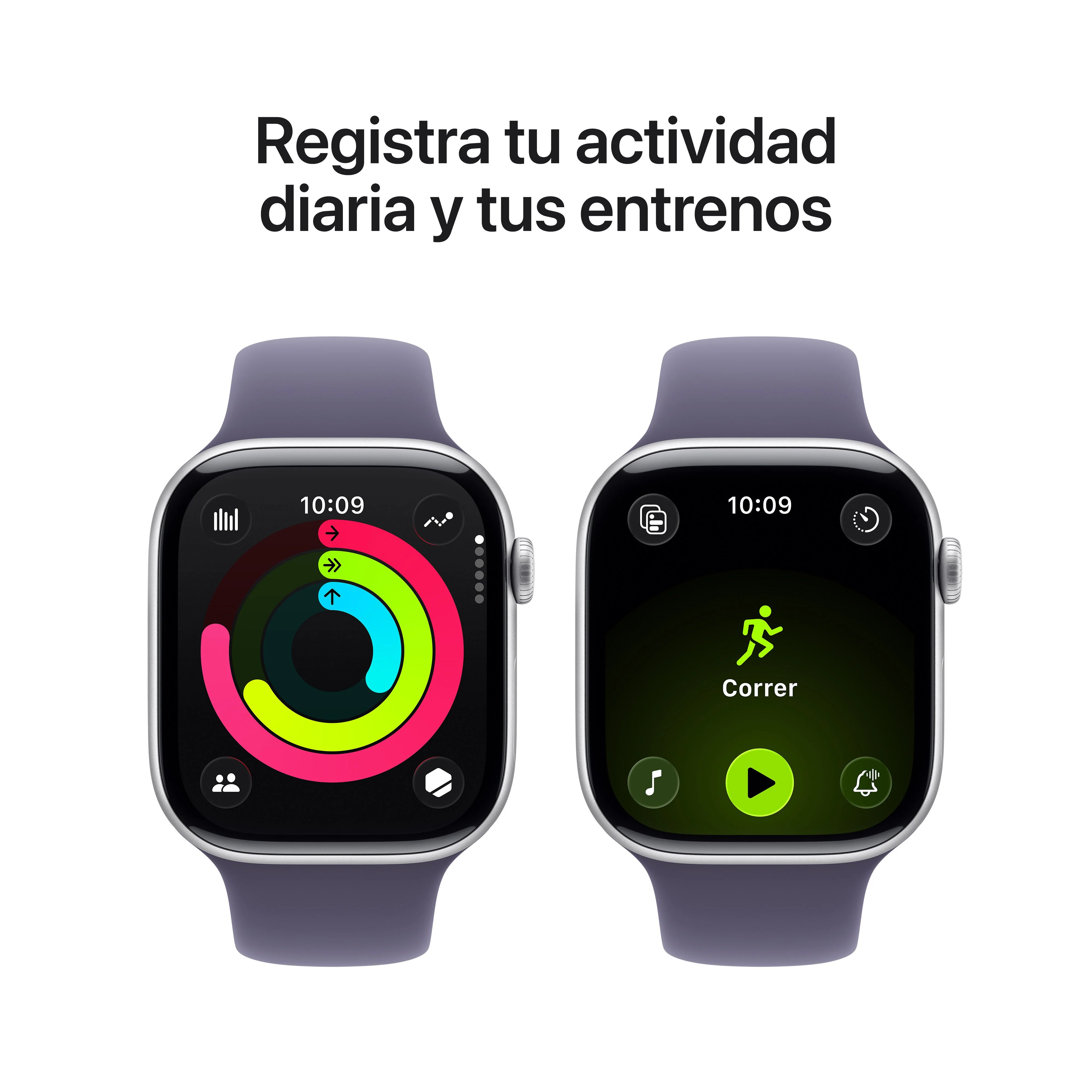 Apple Watch Series 11 (GPS) - Caja de aluminio en plata de 46 mm - Correa deportiva color niebla lila - Talla S/M - Image 4
