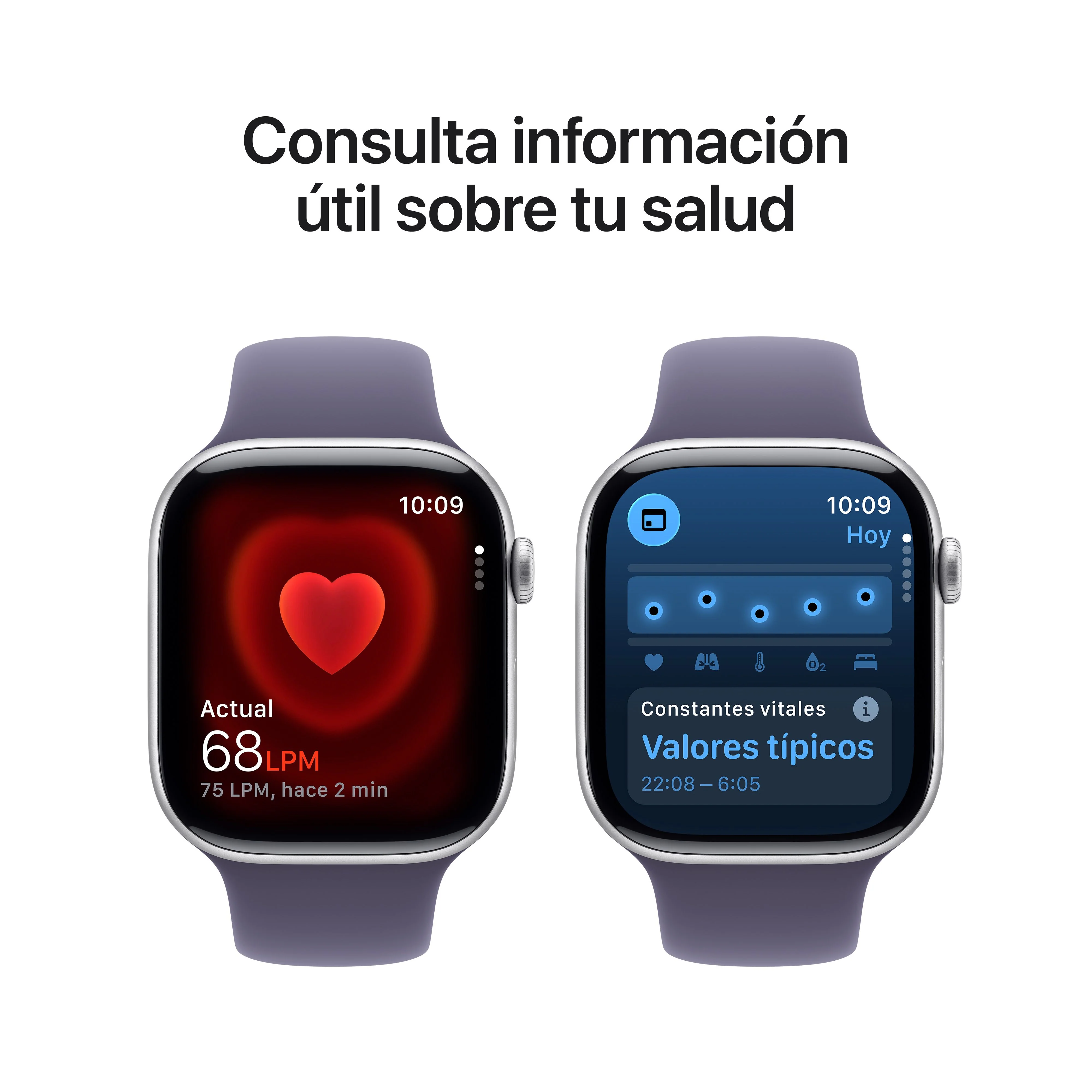Apple Watch Series 11 (GPS) - Caja de aluminio en plata de 46 mm - Correa deportiva color niebla lila - Talla S/M - Image 5