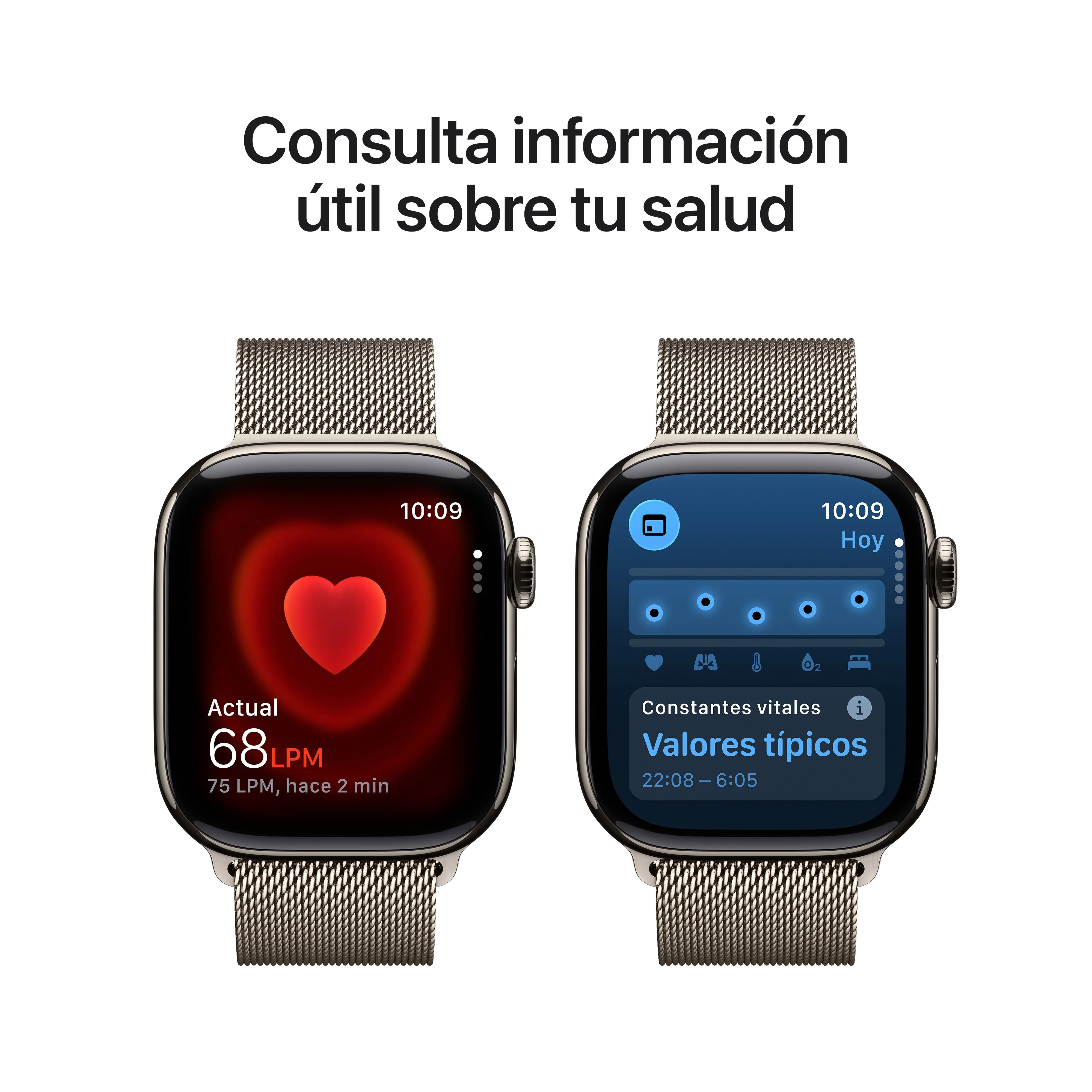 Apple Watch Series 11 (GPS + Cellular) - Caja de titanio natural de 42 mm - Pulsera Milanese Loop en color natural - Image 5