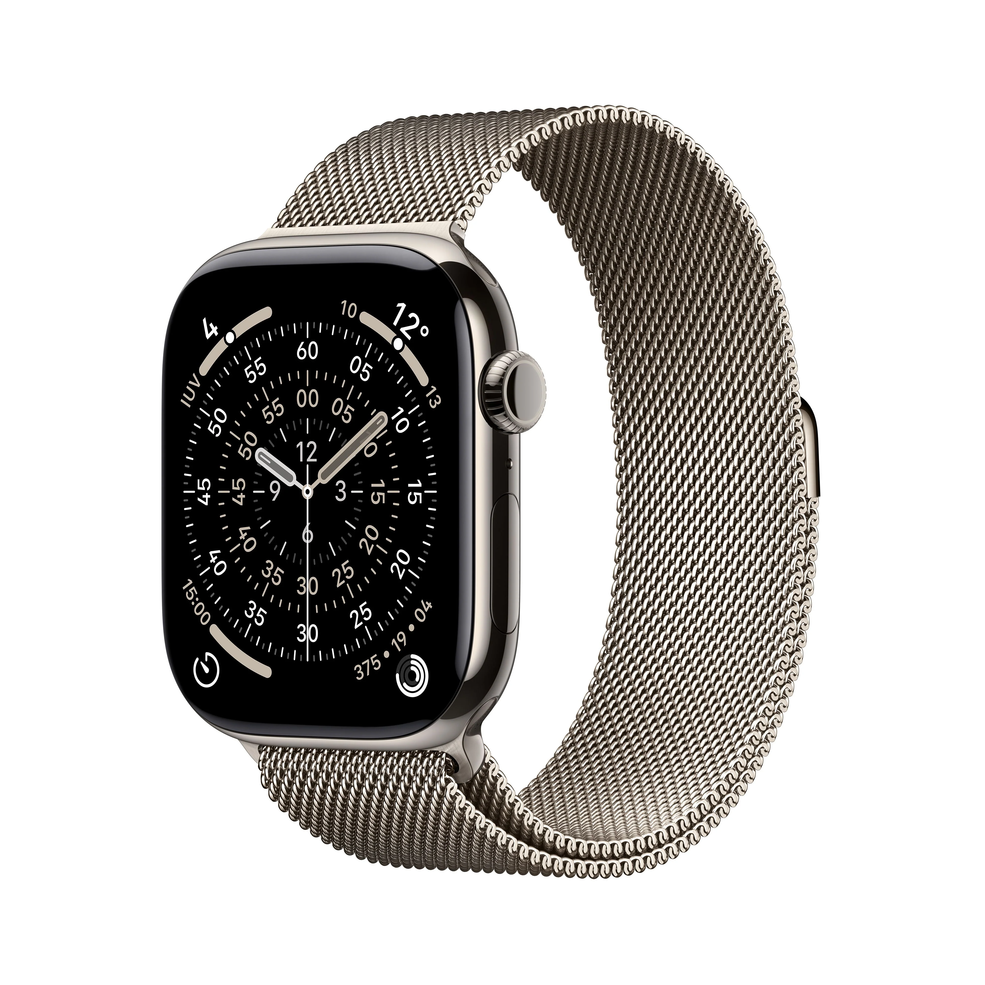 Apple Watch Series 11 (GPS + Cellular) - Caja de titanio natural de 46 mm - Pulsera Milanese Loop en color natural - Talla M/L
