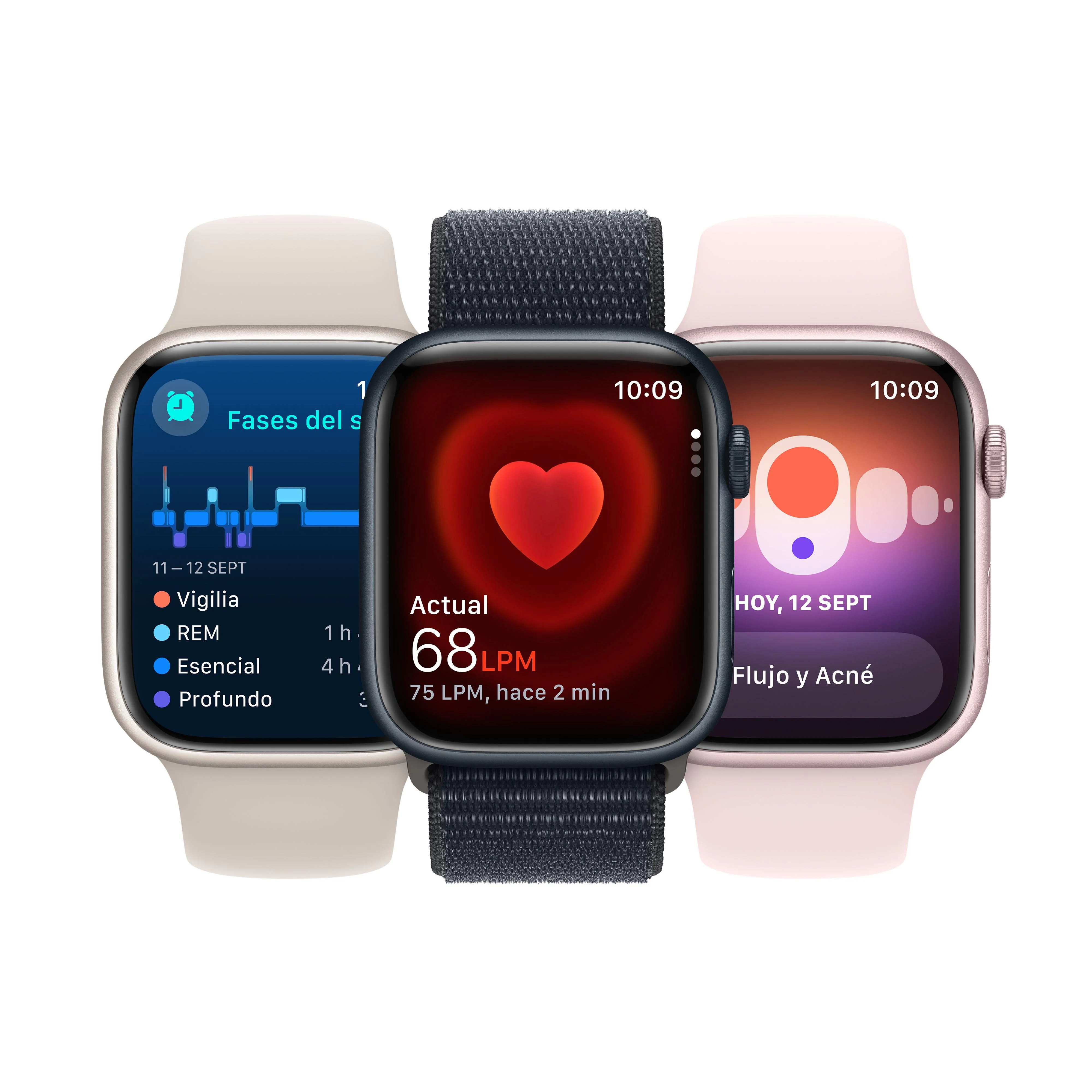 Apple Watch Series 9 (GPS + Cellular) - Caja de acero inoxidable en oro de 45 mm - Correa deportiva color arcilla - Talla M/L - Image 7