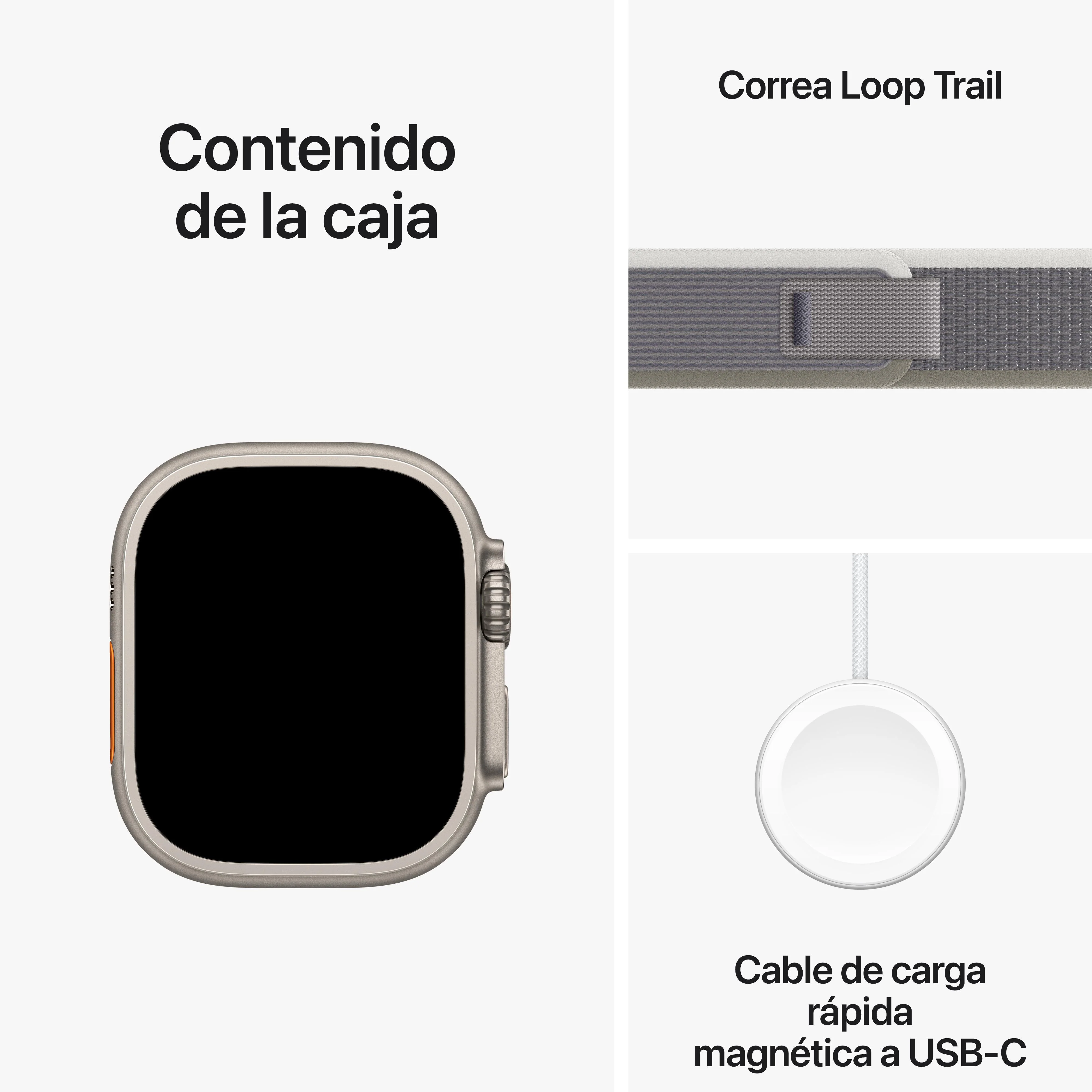 Apple Watch Ultra 2 (GPS + Cellular) - Caja de titanio de 49 mm - Correa Loop Trail verde/gris - Talla S/M - Image 9