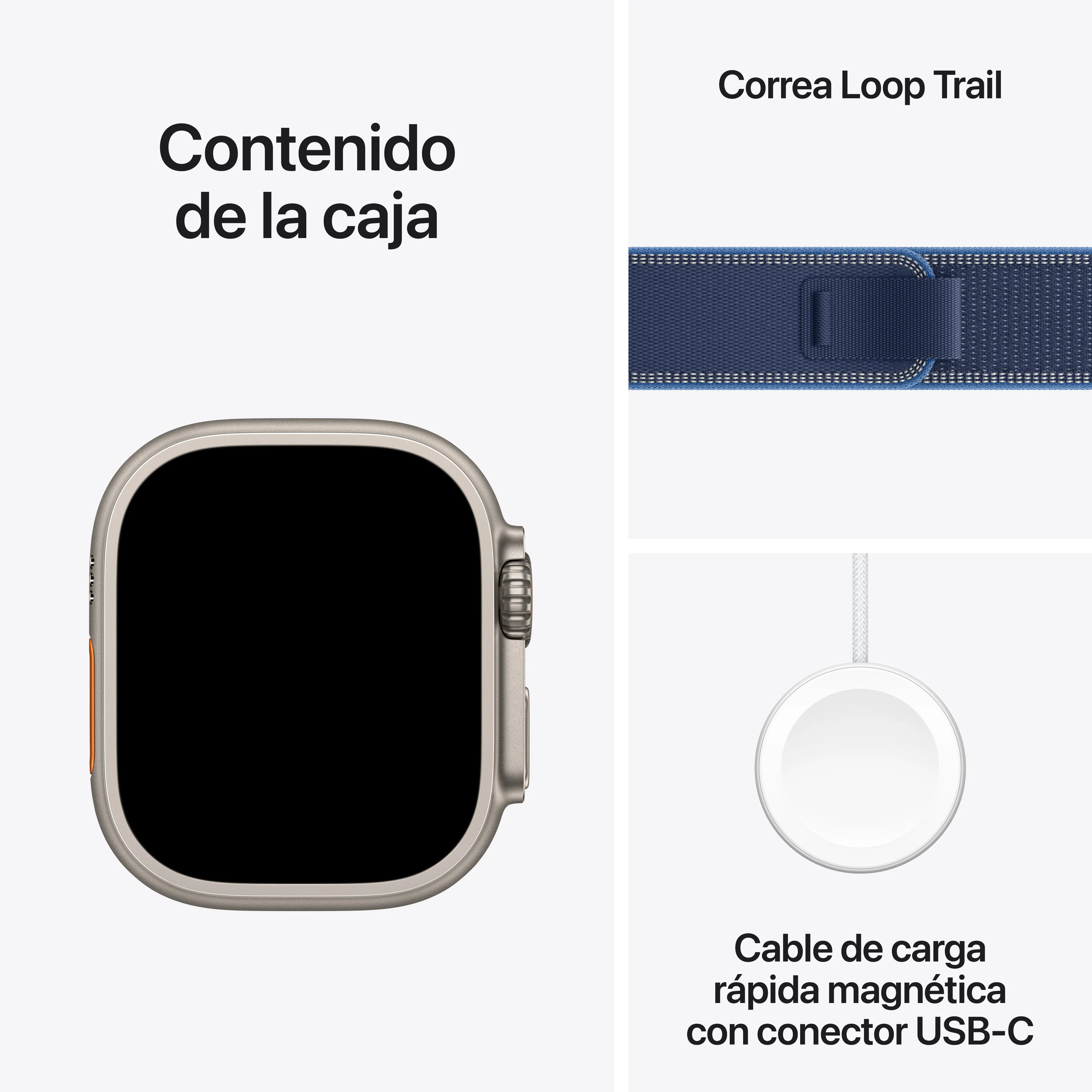 Apple Watch Ultra 3 (GPS + Cellular) - Caja de titanio natural de 49 mm - Correa Loop Trail azul/azul brillante - Talla M/L - Image 8