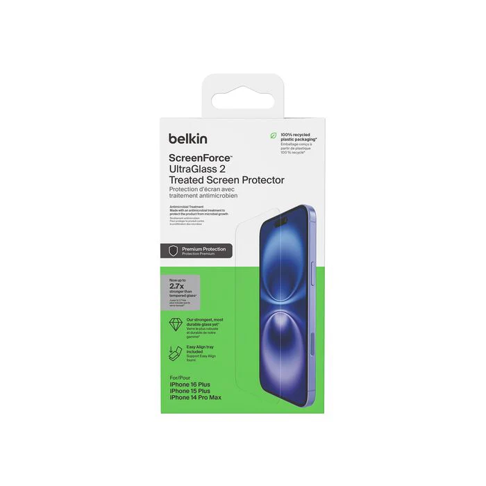 Protector de pantalla UltraGlass 2 con revestimiento antimicrobiano iPhone 16 Plus, iPhone 15 Plus y iPhone 14 Pro Max | Belkin - Image 4