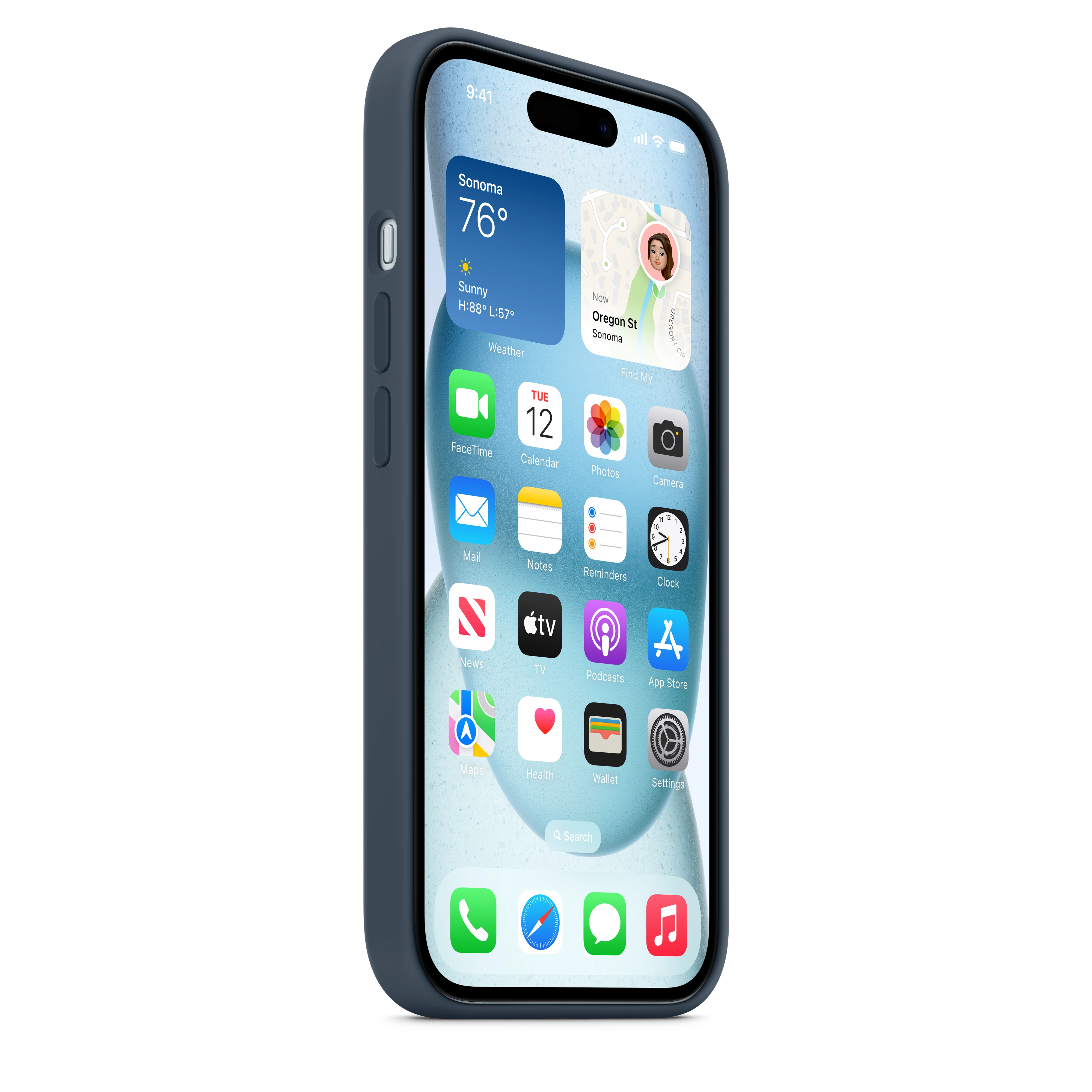 Funda de silicona con MagSafe para el iPhone 15 - Azul tempestad - Image 7
