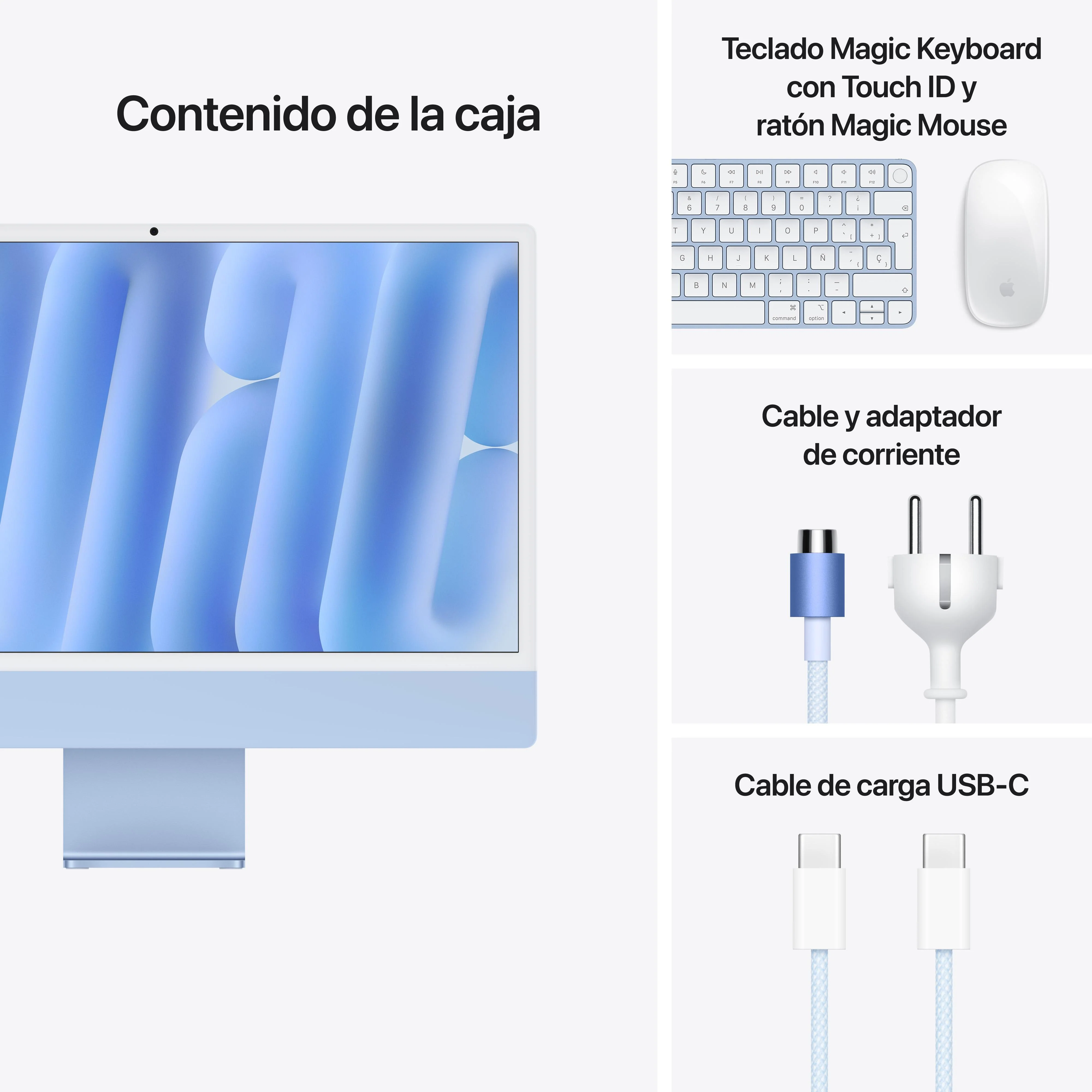 iMac con pantalla Retina 4,5K de 24 pulgadas: Chip M4 de Apple con CPU de 10 núcleos y GPU de 10 núcleos, 16 GB RAM, 256 GB SSD, Vidrio estándar, Gigabit Ethernet, Teclado Magic Keyboard con Touch ID - Azul - Image 9