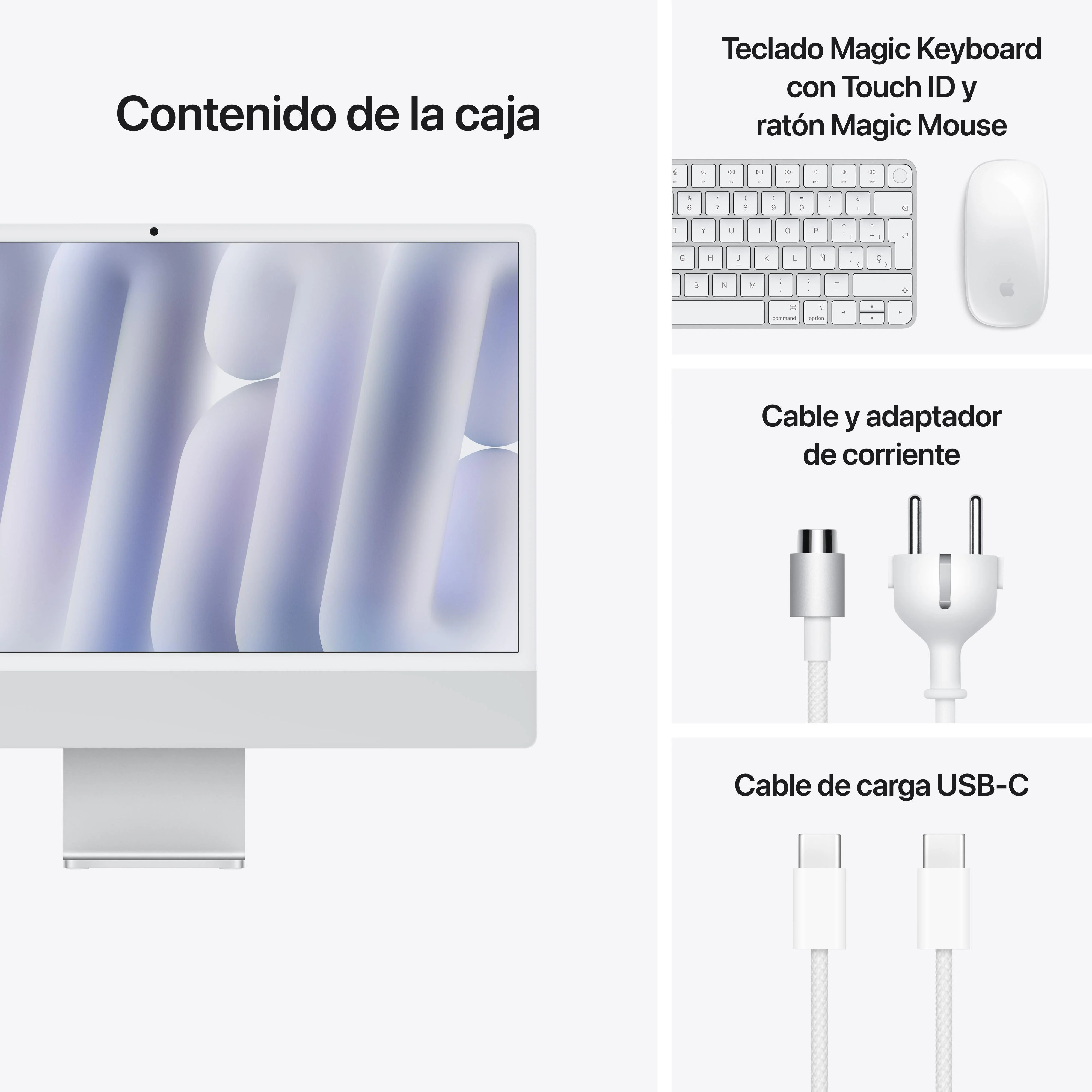 iMac con pantalla Retina 4,5K de 24 pulgadas: Chip M4 de Apple con CPU de 8 núcleos y GPU de 8 núcleos, 24 GB RAM, 256 GB SSD, Vidrio estándar, Gigabit Ethernet, Teclado Magic Keyboard - Plata - Image 9