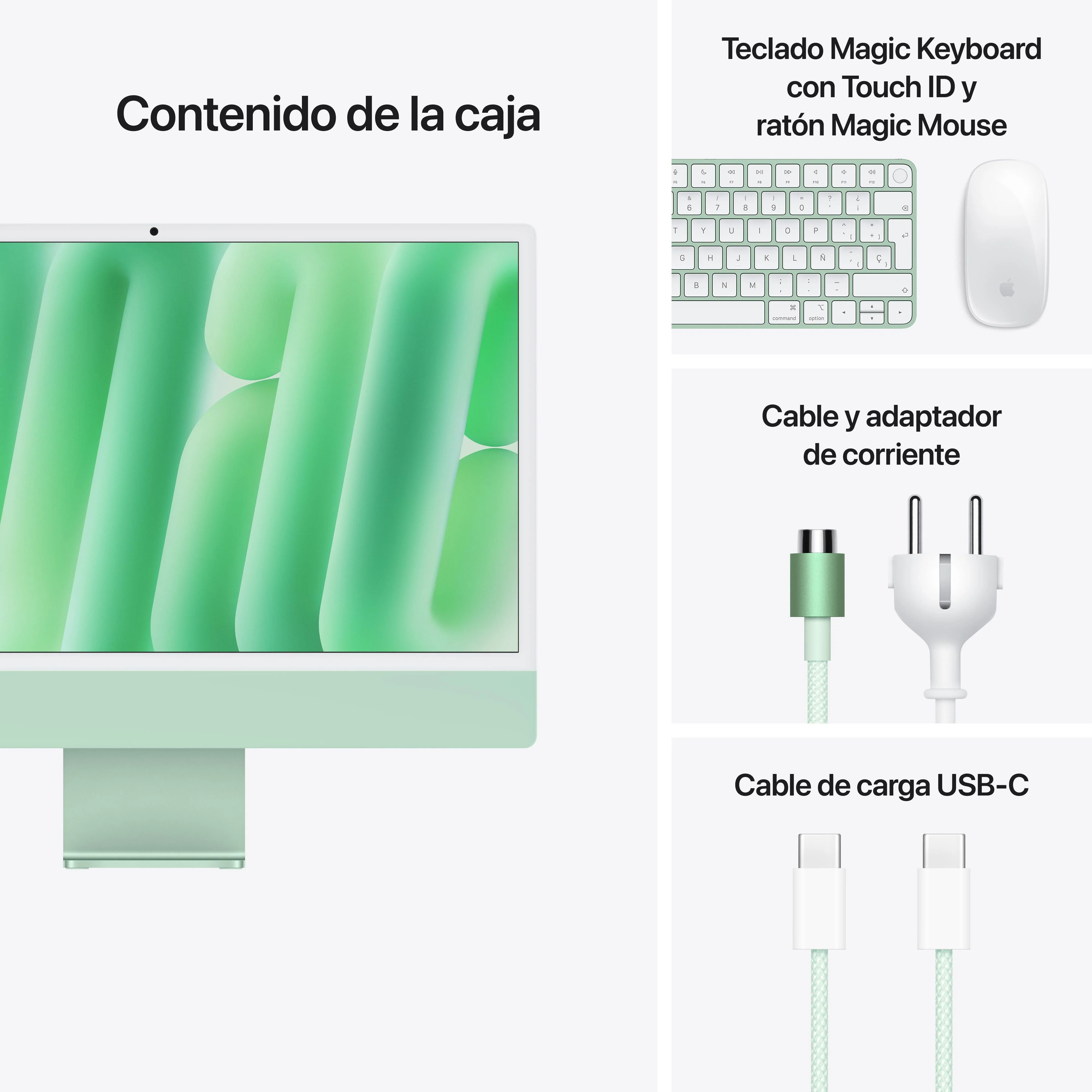 iMac con pantalla Retina 4,5K de 24 pulgadas: Chip M4 de Apple con CPU de 8 núcleos y GPU de 8 núcleos, 16 GB RAM, 512 GB SSD, Vidrio estándar, Gigabit Ethernet, Magic Keyboard con Touch ID y teclado numérico - Verde - Image 9