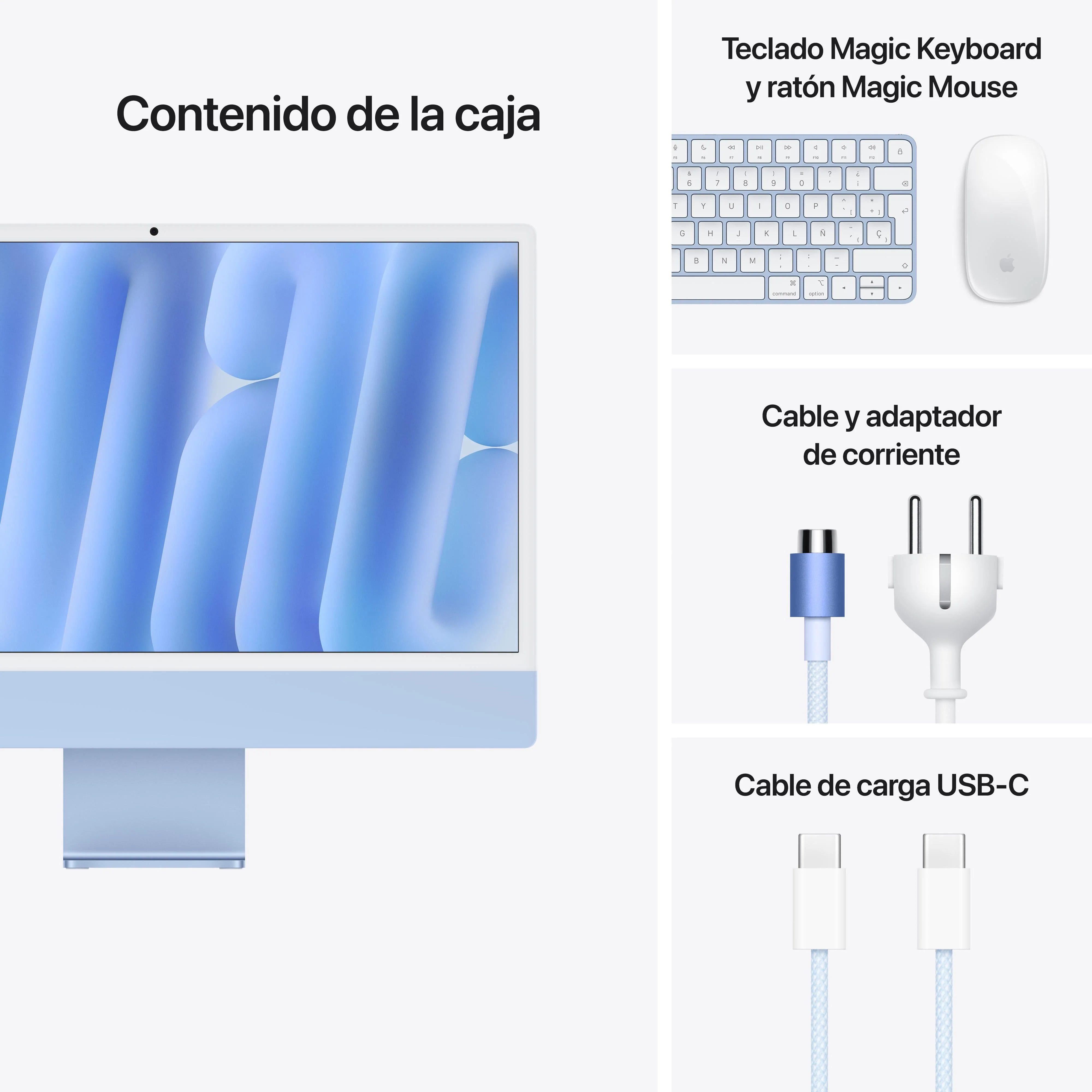iMac con pantalla Retina 4,5K de 24 pulgadas: Chip M4 de Apple con CPU de 8 núcleos y GPU de 8 núcleos, 24 GB RAM, 1 TB SSD, Vidrio estándar, Gigabit Ethernet, Magic Keyboard con Touch ID y teclado numérico - Azul - Image 9