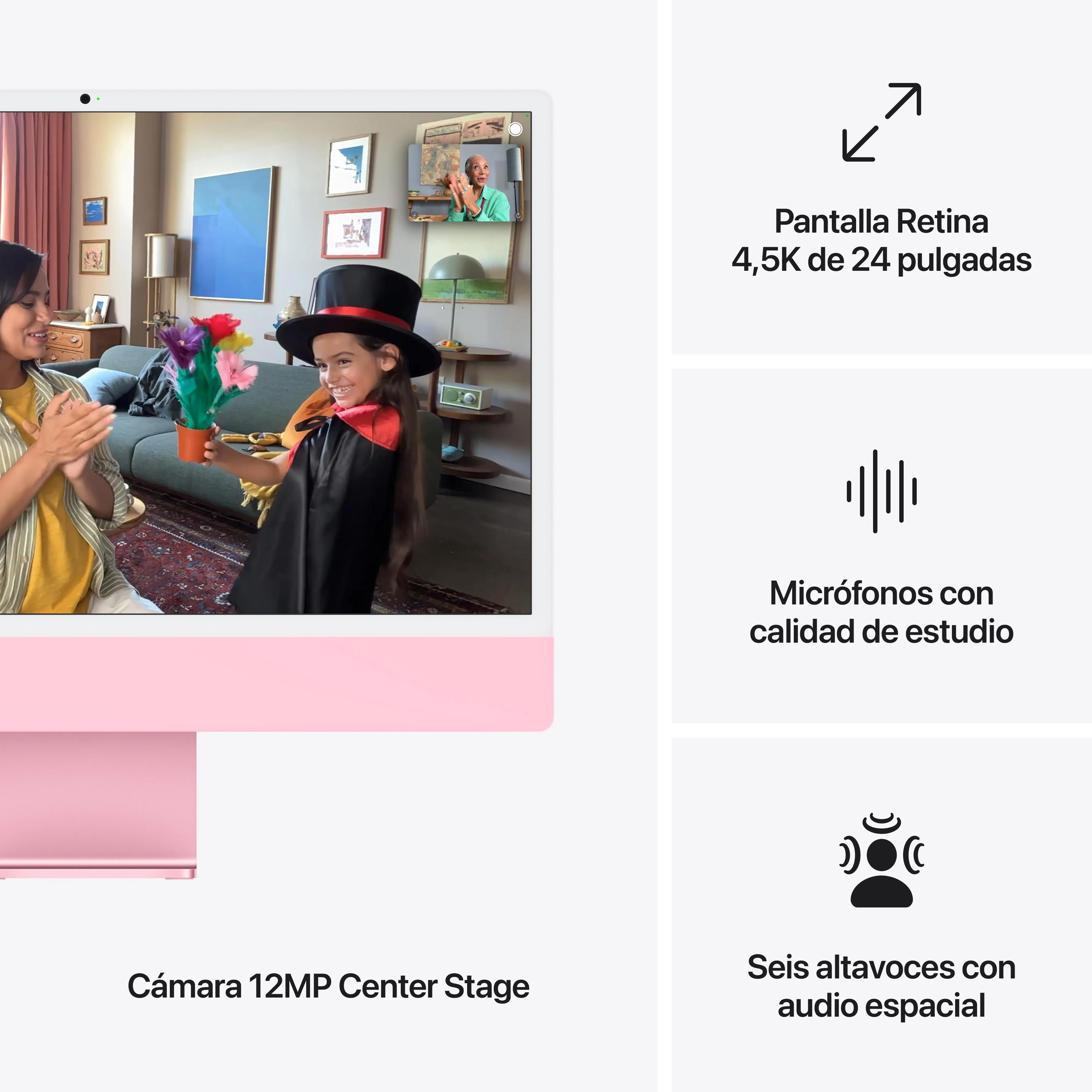 iMac con pantalla Retina 4,5K de 24 pulgadas: Chip M4 de Apple con CPU de 8 núcleos y GPU de 8 núcleos, 24 GB RAM, 256 GB SSD, Vidrio estándar, Gigabit Ethernet, Magic Keyboard con Touch ID y teclado numérico - Rosa - Image 7