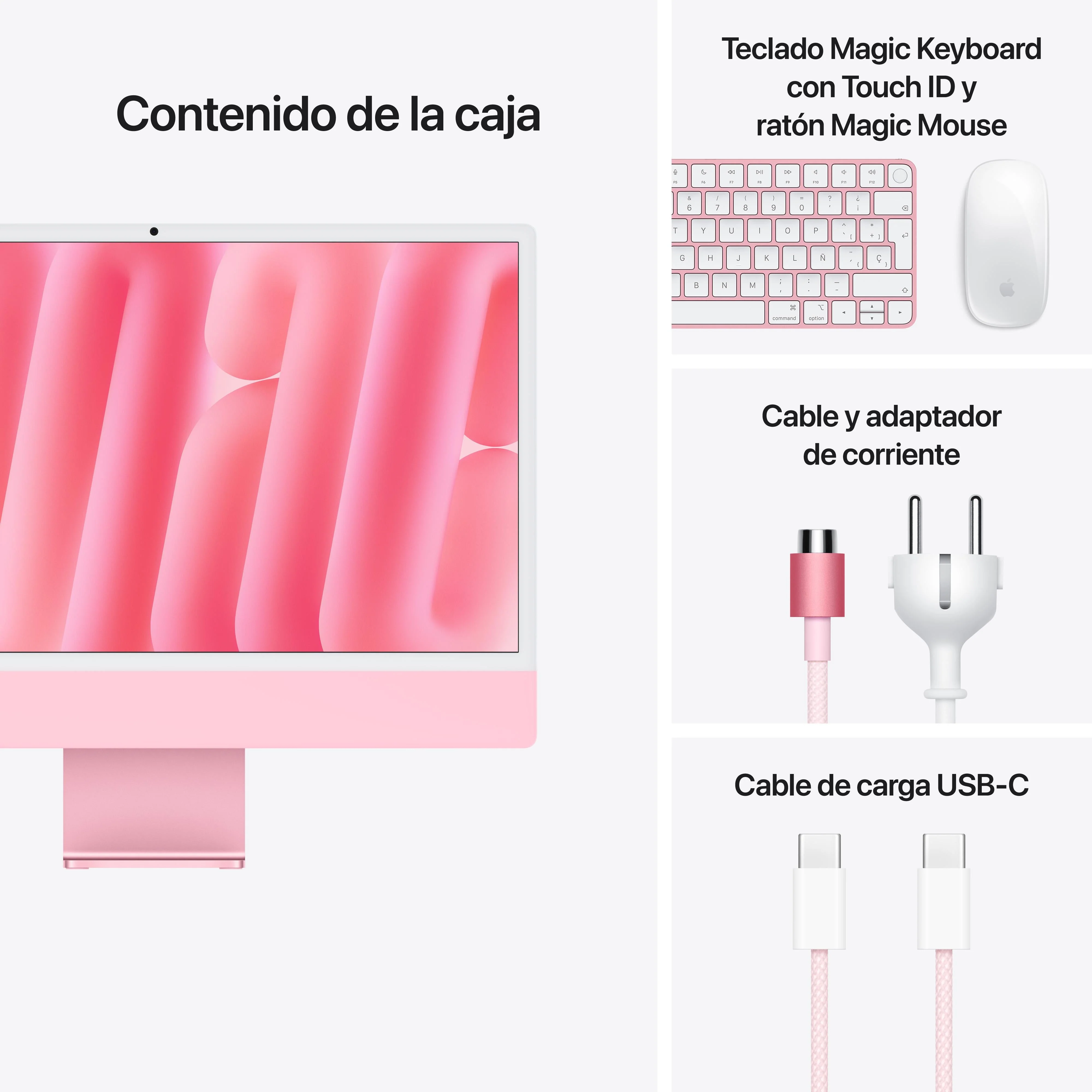 iMac con pantalla Retina 4,5K de 24 pulgadas: Chip M4 de Apple con CPU de 8 núcleos y GPU de 8 núcleos, 16 GB RAM, 256 GB SSD, Vidrio estándar, Sin Ethernet, Magic Keyboard con Touch ID y teclado numérico - Rosa - Image 9