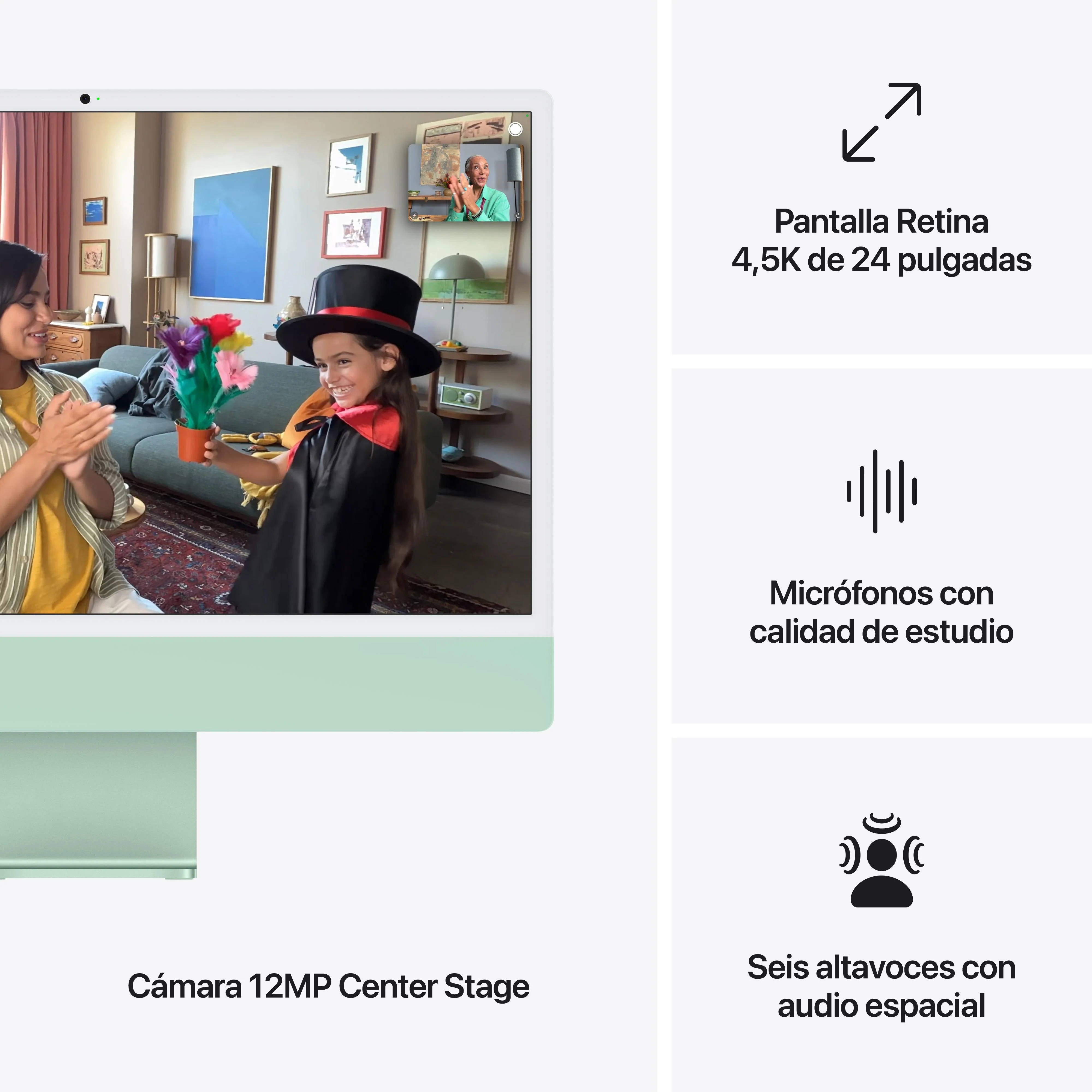 iMac con pantalla Retina 4,5K de 24 pulgadas: Chip M4 de Apple con CPU de 10 núcleos y GPU de 10 núcleos, 24 GB RAM, 1 TB SSD, Vidrio estándar, Gigabit Ethernet, Magic Keyboard con Touch ID - Verde - Image 7
