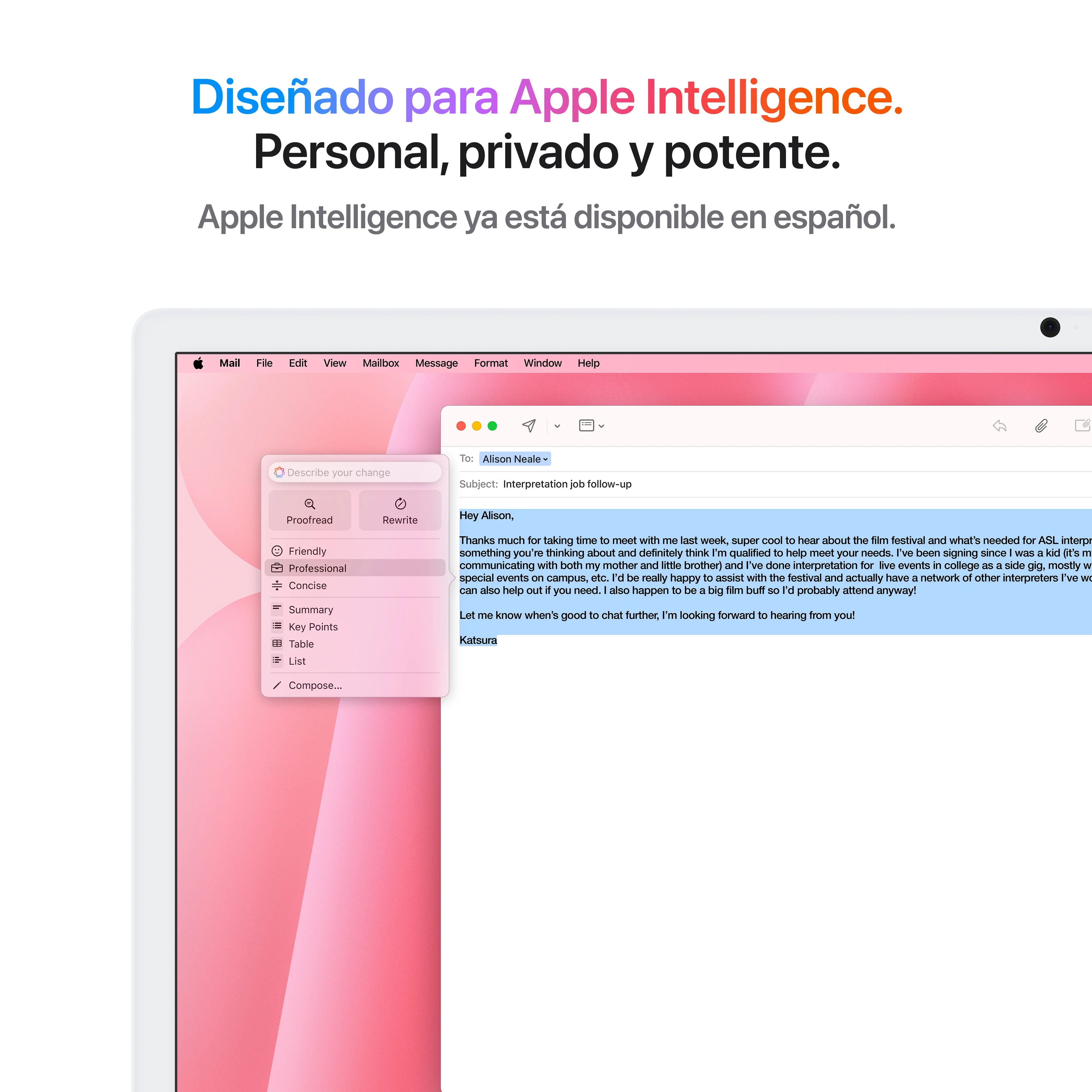 iMac con pantalla Retina 4,5K de 24 pulgadas: Chip M4 de Apple con CPU de 10 núcleos y GPU de 10 núcleos, 32 GB RAM, 2 TB SSD, Vidrio estándar, Gigabit Ethernet, Magic Keyboard con Touch ID y teclado numérico - Rosa - Image 5