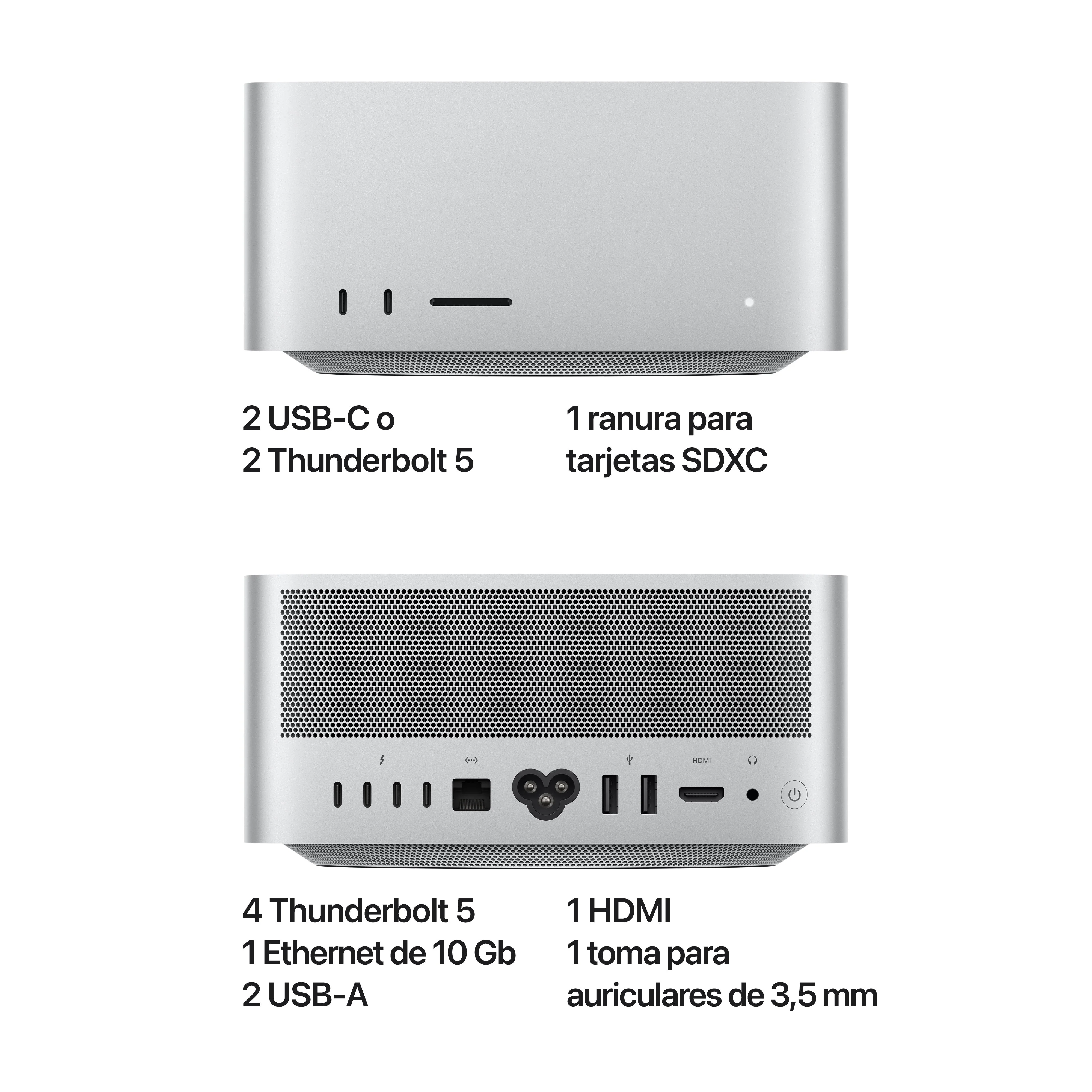 Mac Studio: Chip M4 Max de Apple con CPU de 16 núcleos y GPU de 40 núcleos, 64 GB RAM, 512 GB SSD - Plata - Image 5