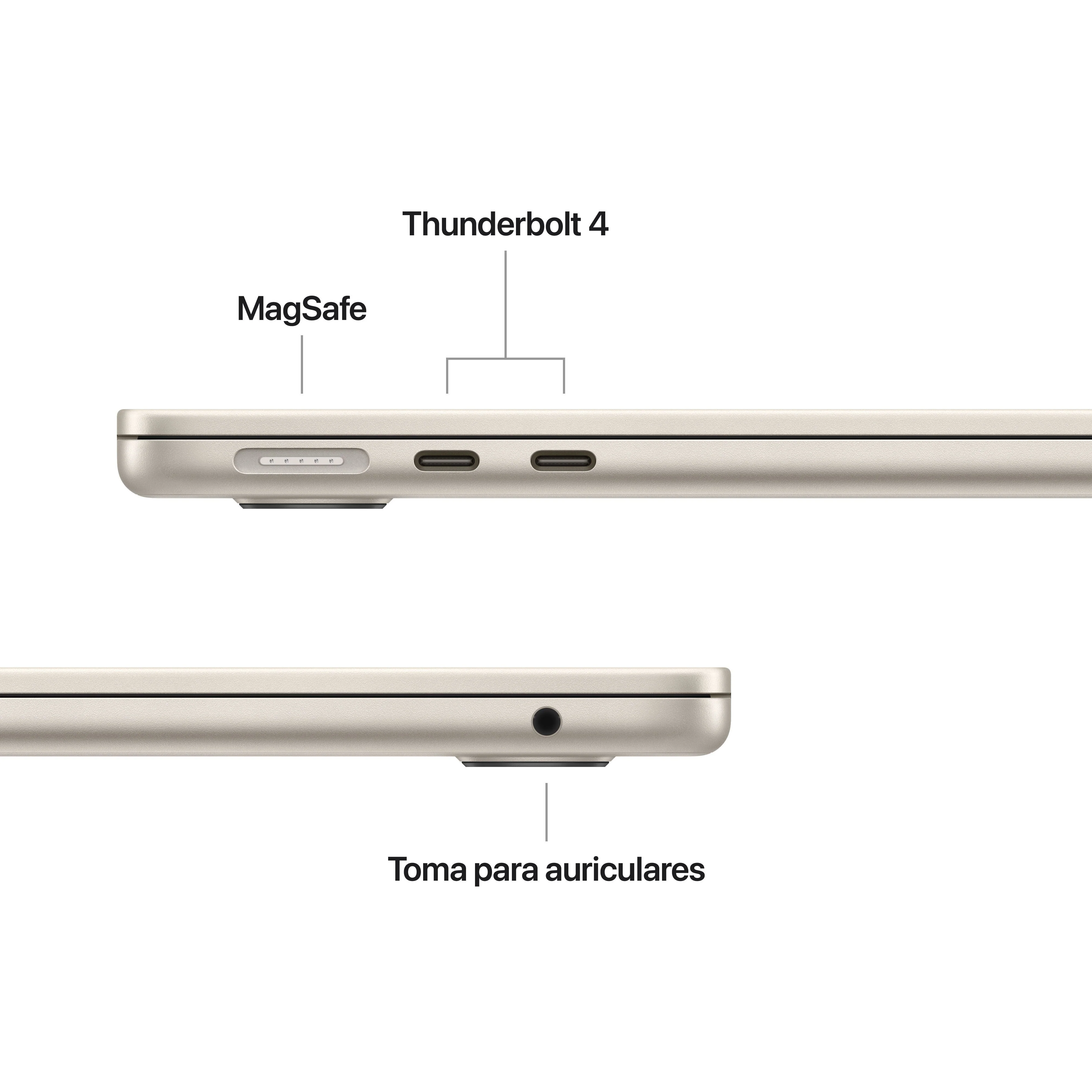 MacBook Air 13-pulgadas M5: Chip M5 de Apple CPU 10 núcleos y GPU 10 núcleos, 32 GB RAM, 4 TB SSD, Sin adaptador de corriente - Blanco estrella - Image 6
