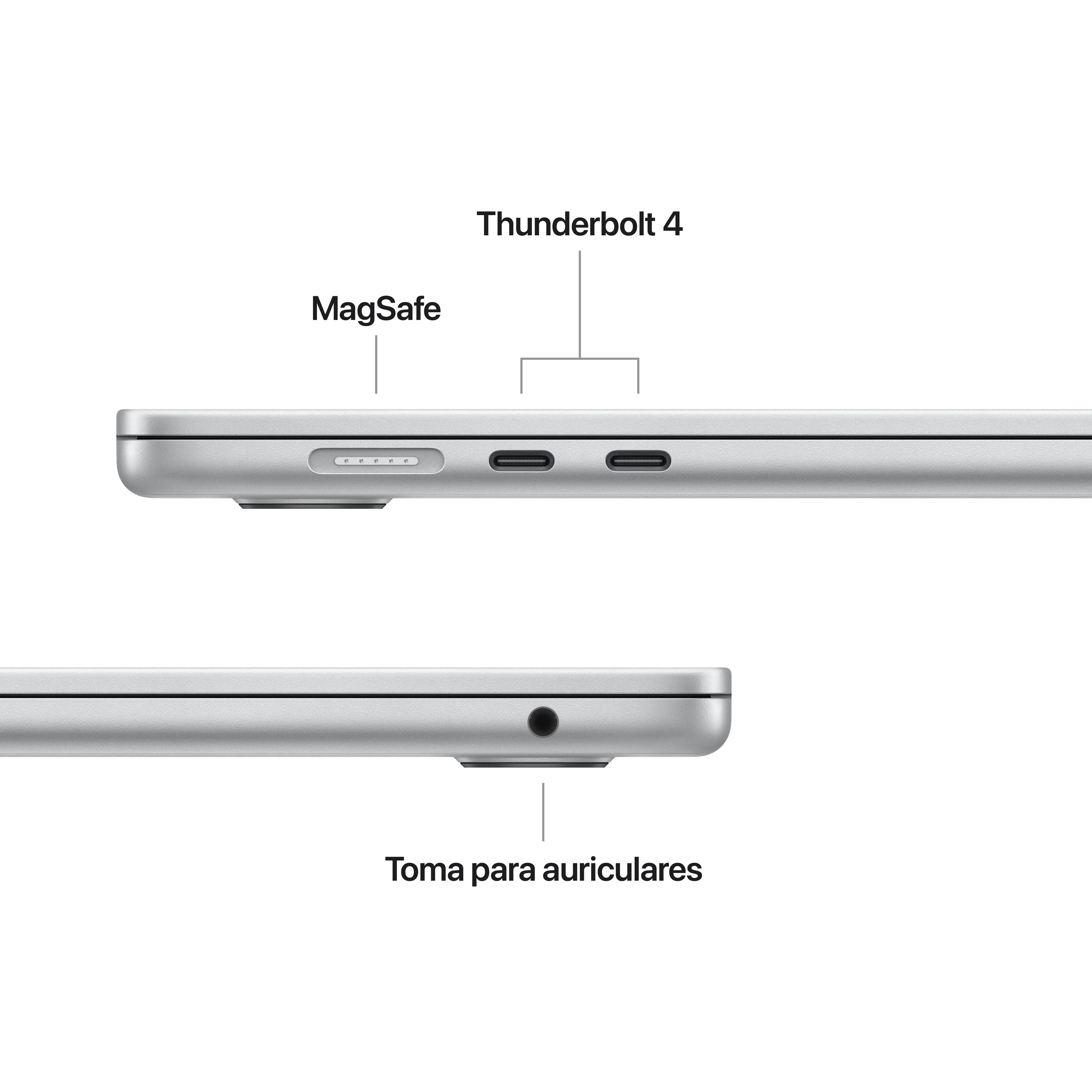 MacBook Air 15 pulgadas M5: Chip M5 de Apple con CPU 10 núcleos y GPU 10 núcleos, 24 GB RAM, 1 TB SSD, Sin adaptador de corriente - Plata - Image 6