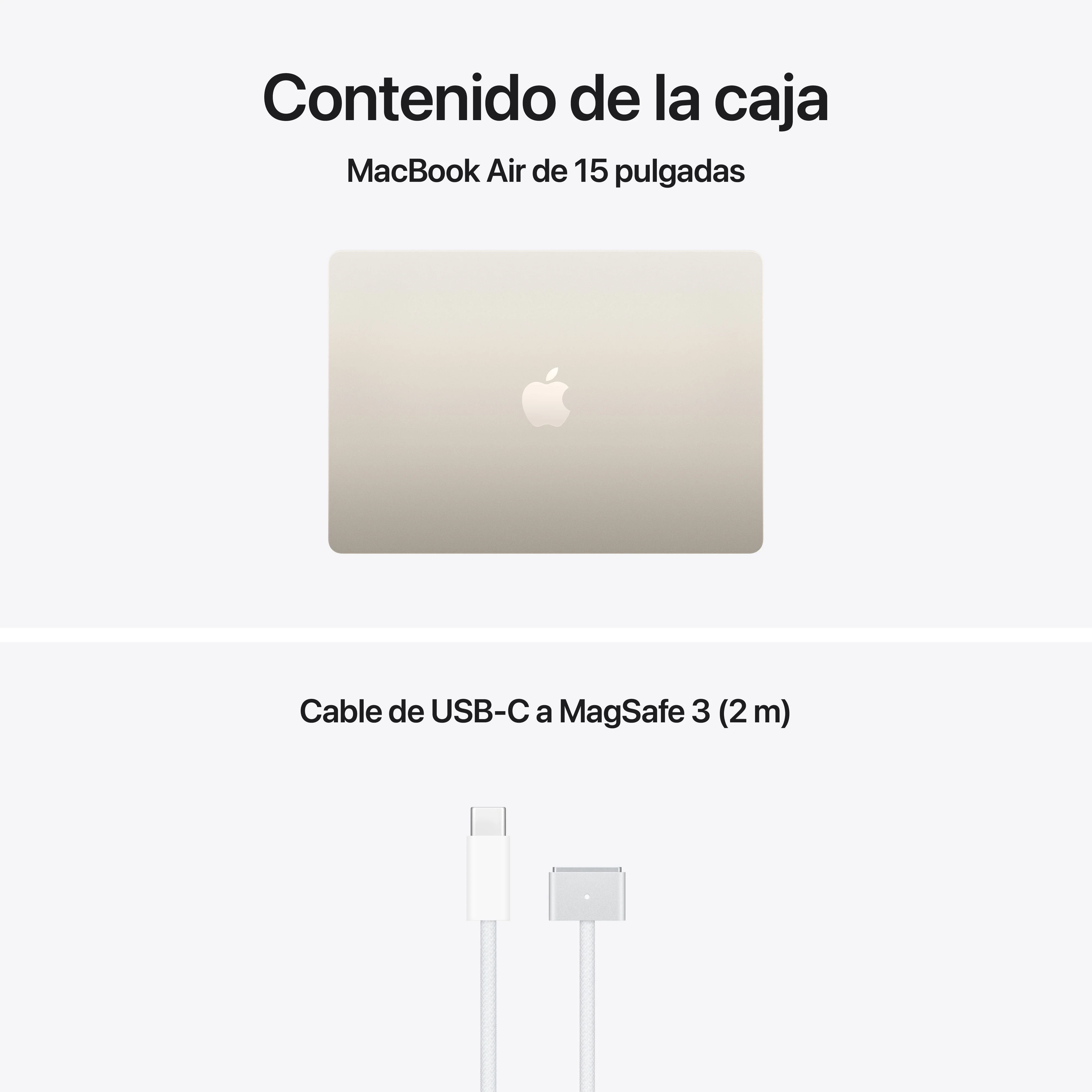 MacBook Air 15 pulgadas M5: Chip M5 de Apple con CPU 10 núcleos y GPU 10 núcleos, 24 GB RAM, 512 GB SSD, Sin adaptador de corriente - Blanco estrella - Image 9
