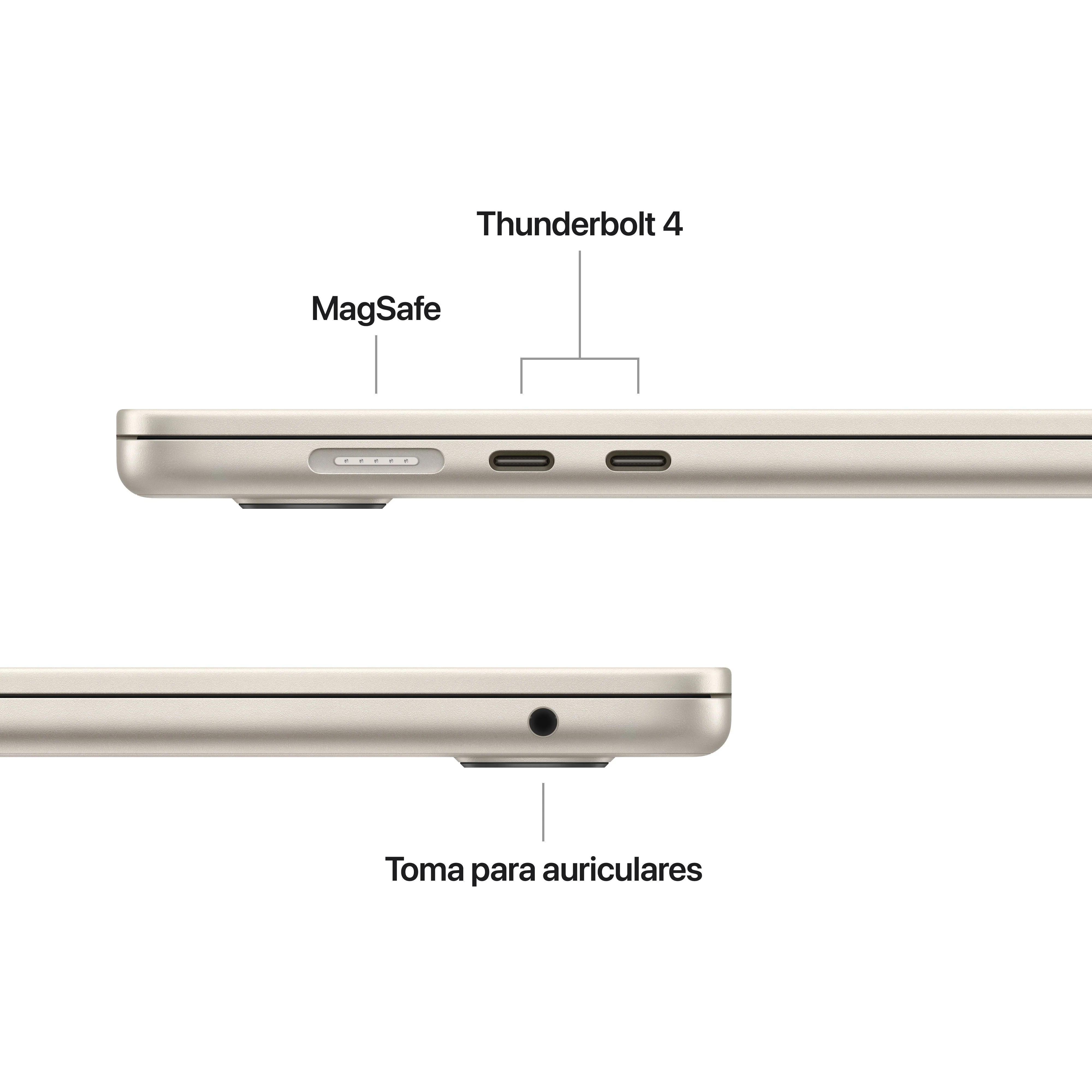 MacBook Air 15 pulgadas M5: Chip M5 de Apple con CPU 10 nĂșcleos y GPU 10 nĂșcleos, 24 GB RAM, 4 TB SSD, Cargador 35W - Blanco estrella - Image 6