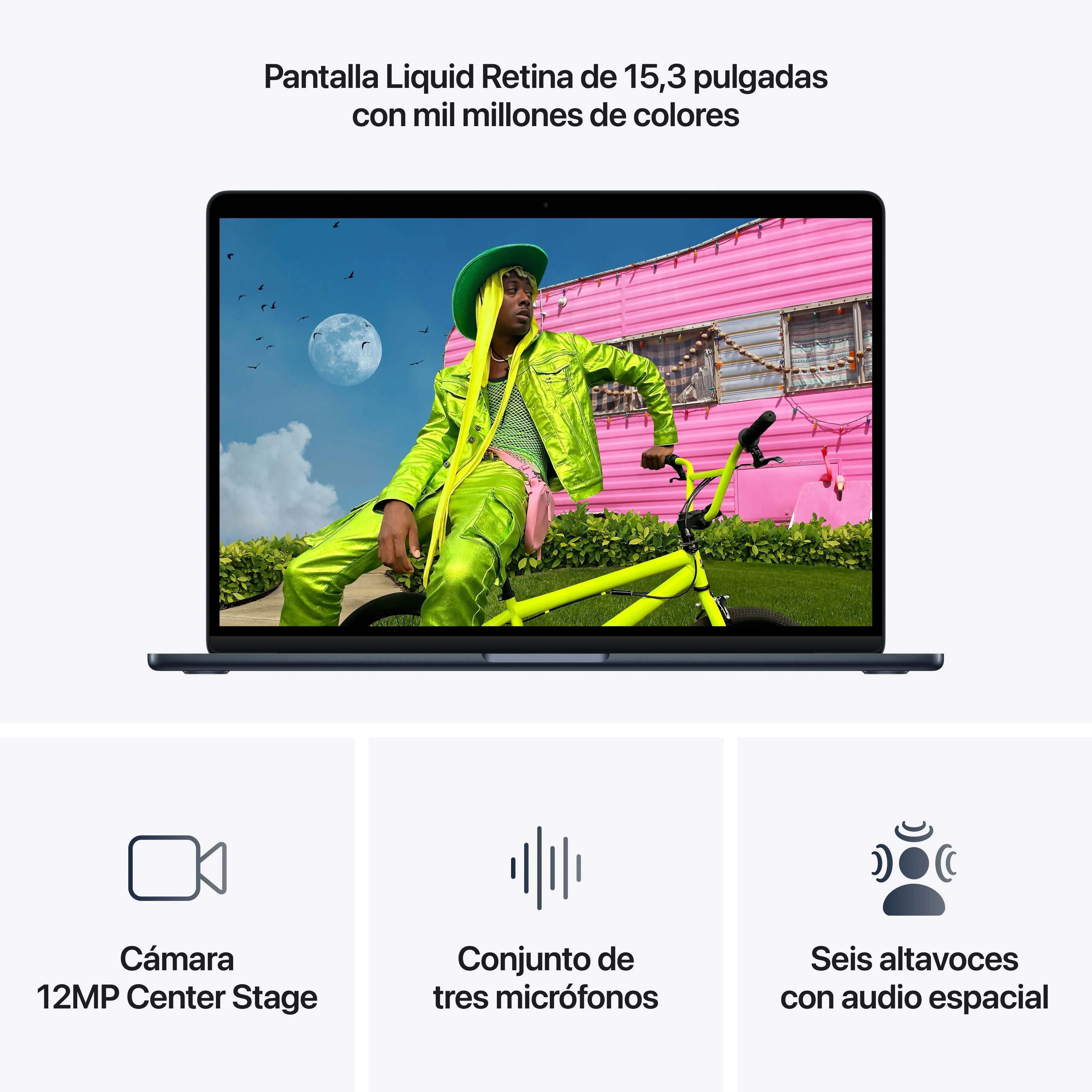 MacBook Air 15 pulgadas M5: Chip M5 de Apple con CPU 10 nĂșcleos y GPU 10 nĂșcleos, 24 GB RAM, 2 TB SSD, Sin adaptador de corriente - Medianoche - Image 5