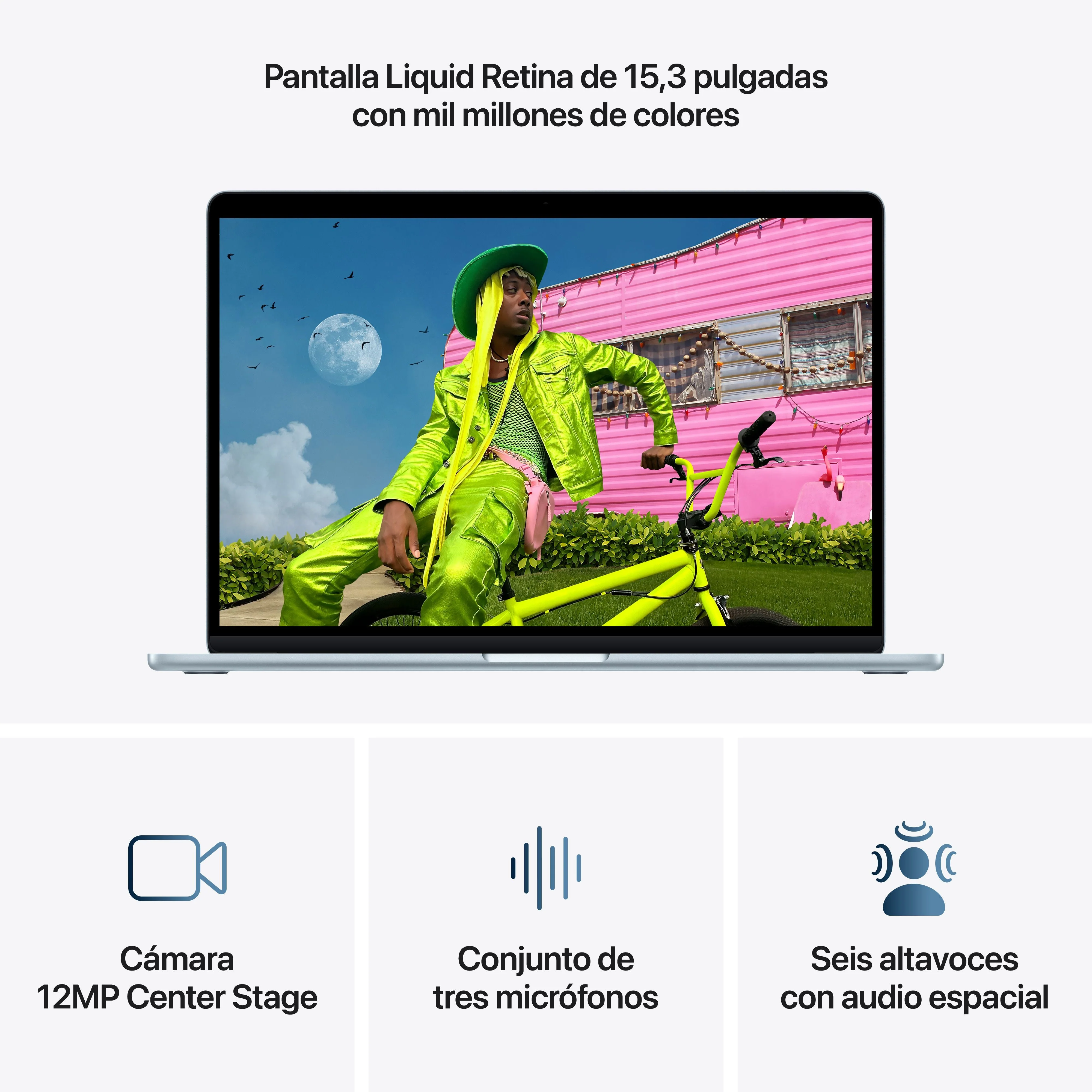 MacBook Air 15 pulgadas M5: Chip M5 de Apple con CPU 10 nĂșcleos y GPU 10 nĂșcleos, 16 GB RAM, 2 TB SSD, Cargador 70W - Azul cielo - Image 5