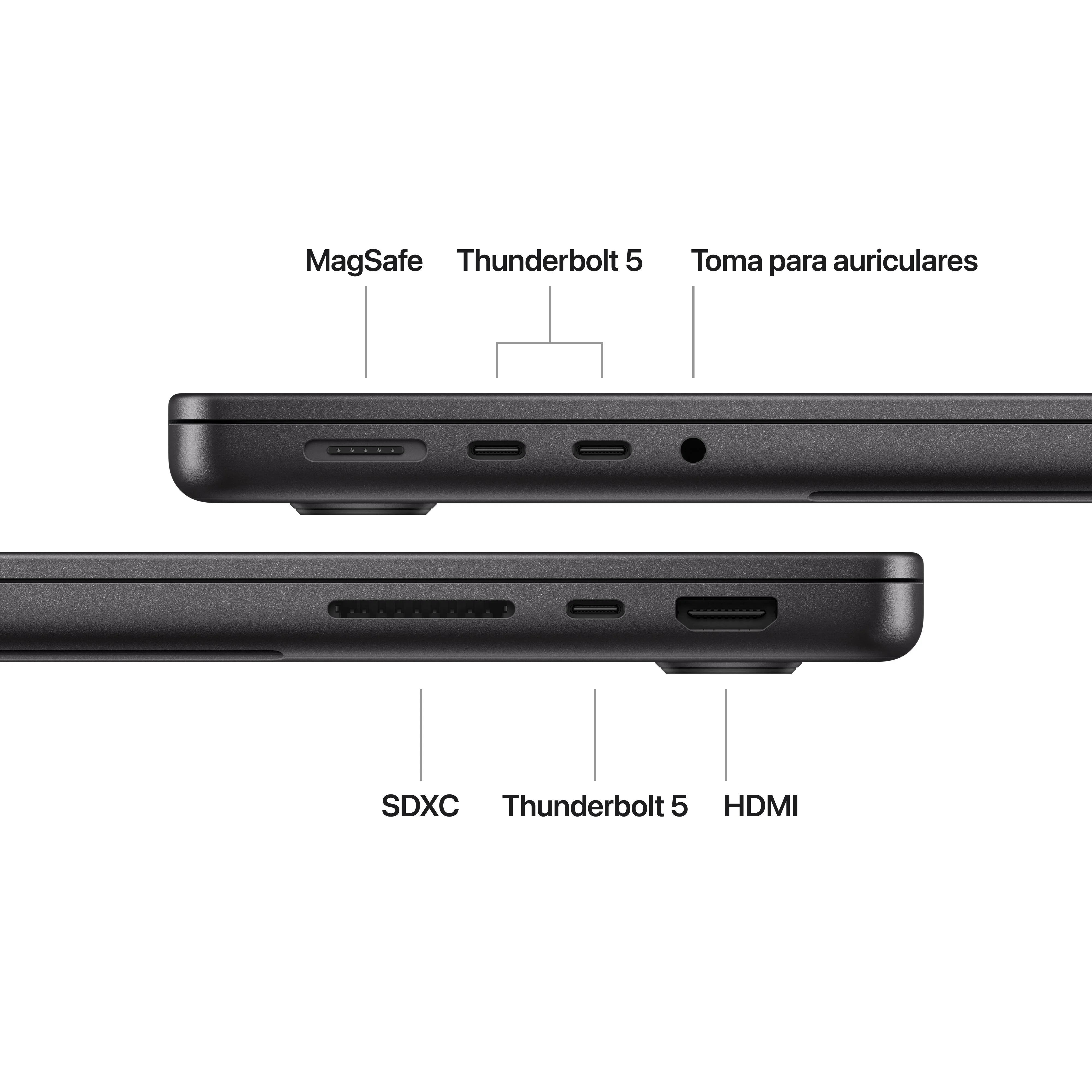 MacBook Pro de 14 pulgadas: Chip M4 Pro de Apple con CPU de 12 núcleos y GPU de 16 núcleos, 24 GB RAM, 512 GB SSD, Pantalla estándar, Cargador 70W - Negro espacial - Image 7
