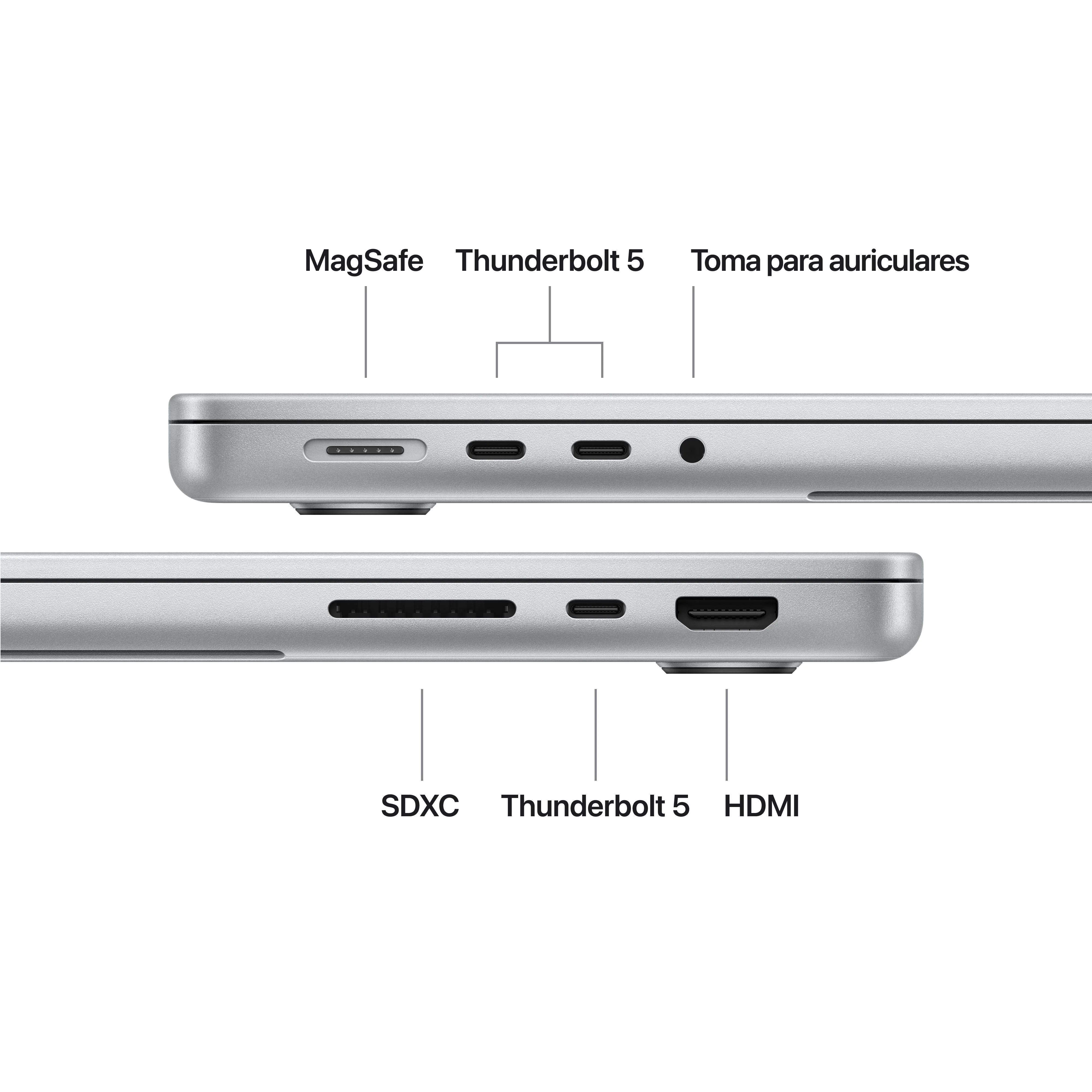 MacBook Pro de 14 pulgadas: Chip M5 Pro de Apple con CPU de 18 núcleos y GPU de 20 núcleos, 24 GB RAM, 2 TB SSD, Pantalla estándar, Sin adaptador de corriente - Plata - Image 7