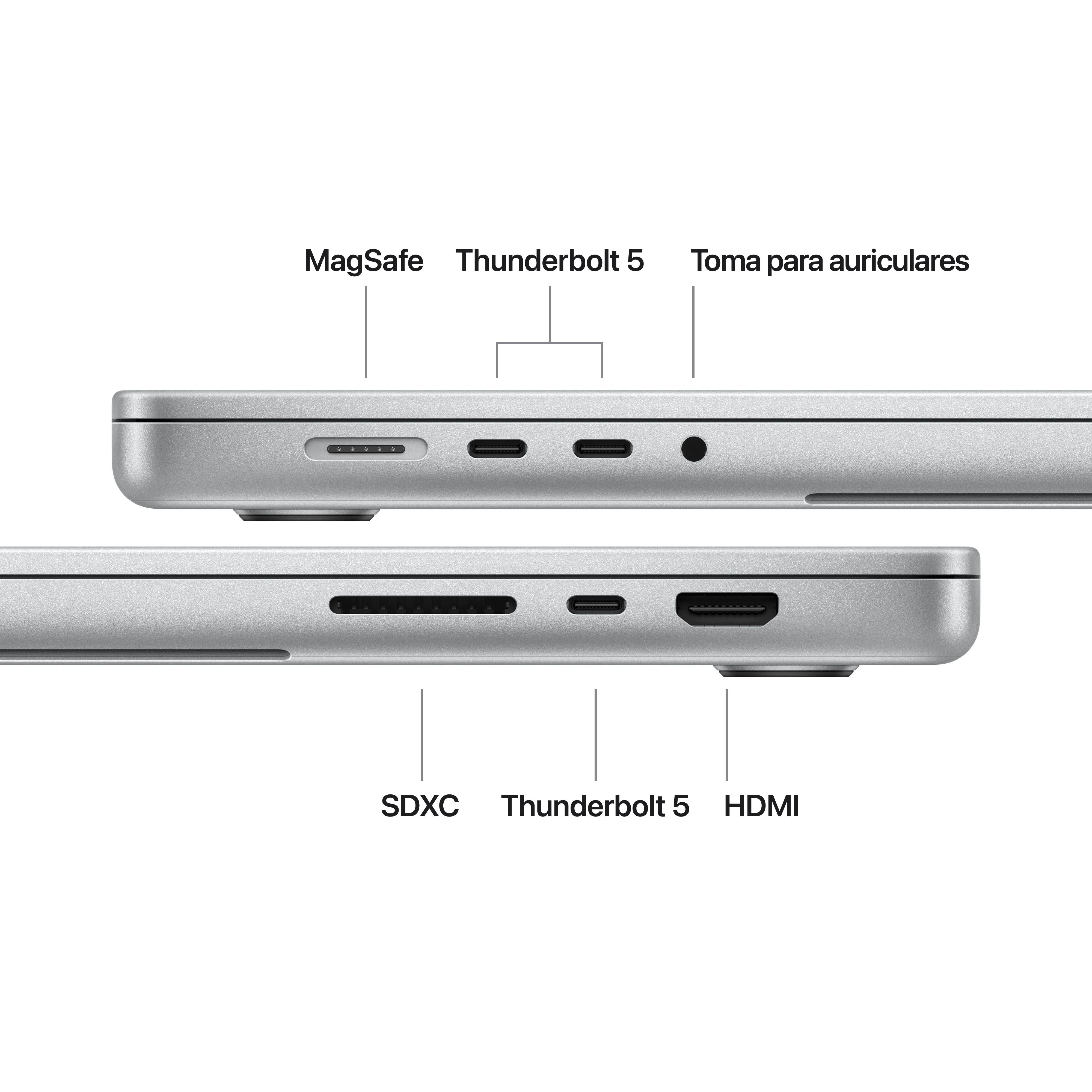 MacBook Pro de 16-pulgadas M5: Chip M5 Pro de Apple con CPU 18 núcleos y GPU 20 núcleos, 64 GB RAM, 4 TB SSD, Pantalla Nanotexturizada, Cargador 140W - Plata - Image 7