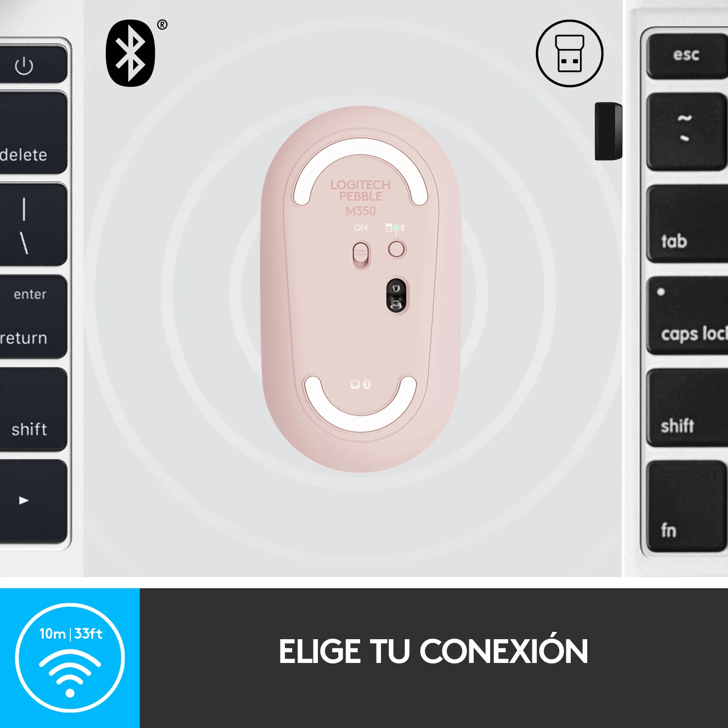 Ratón Bluetooth Pebble M350 Rosa | Logitech - Image 5