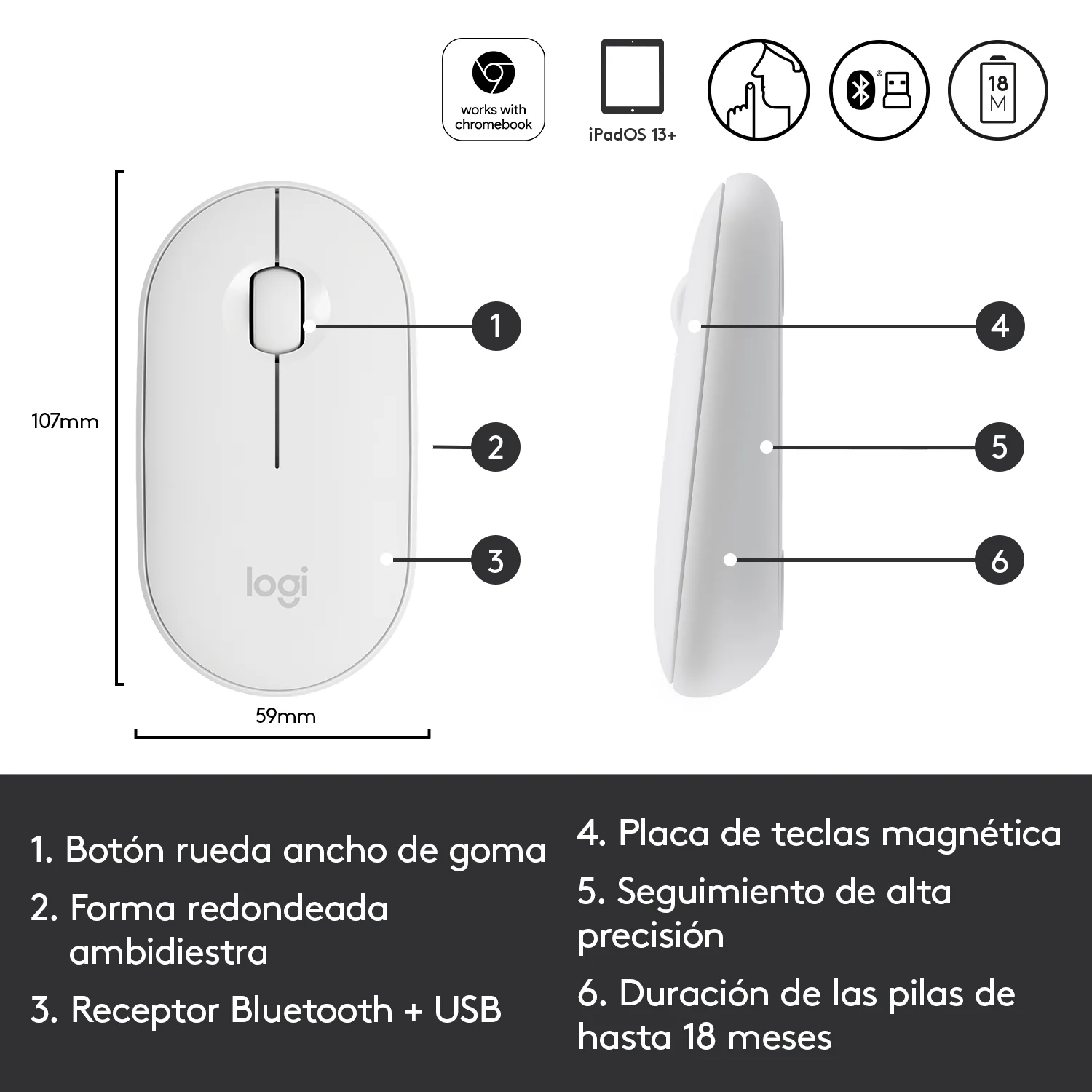 Ratón Bluetooth Pebble M350 Rosa | Logitech - Image 6