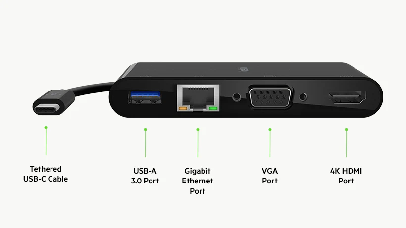 Adaptador multipuerto USB-C con Ethernet, USB-A 3.0, VGA y 4K HDMI | Belkin - Image 6